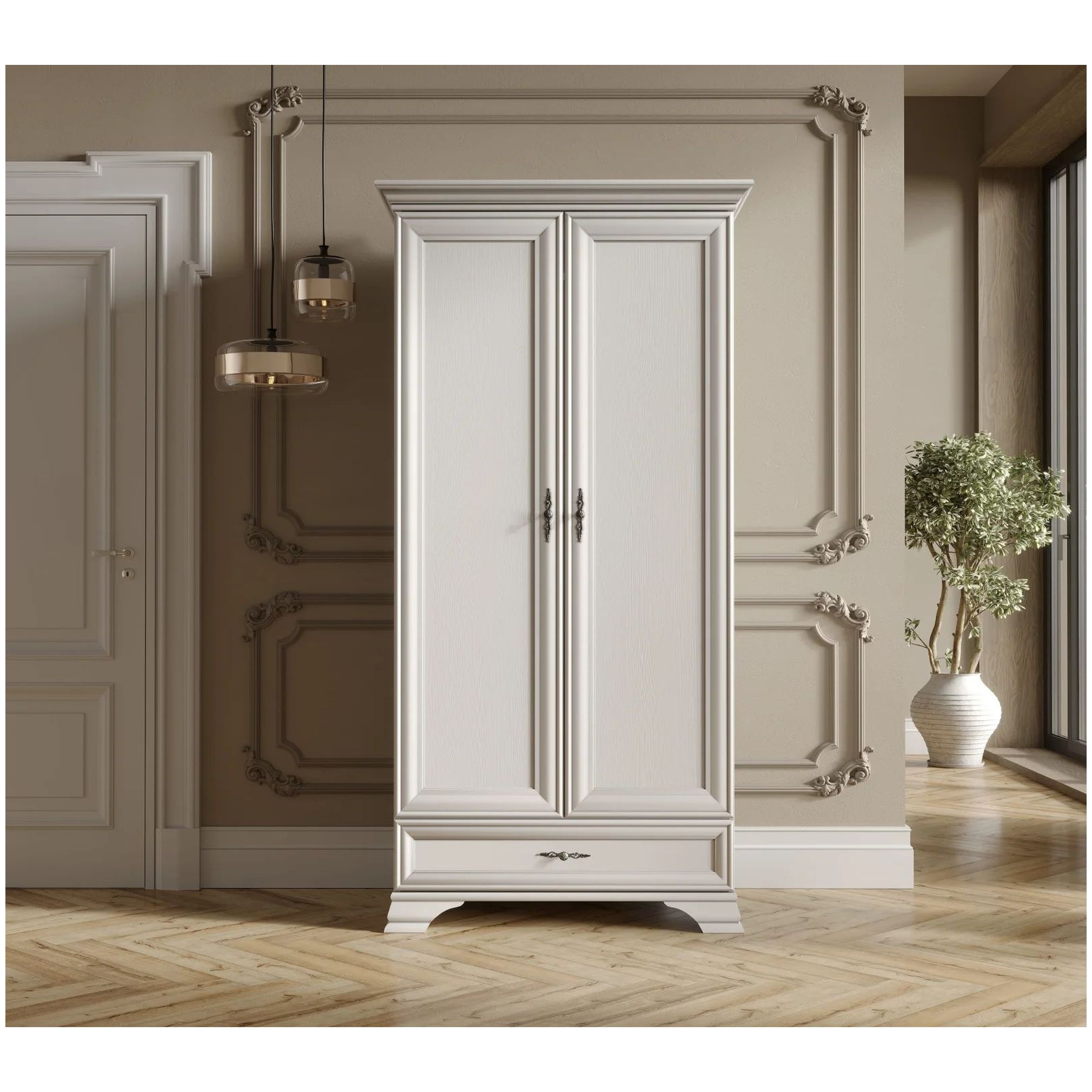 Картинка Кентаки шкаф SZF2D1S (Белый) интернет-магазин мебели FreeTime