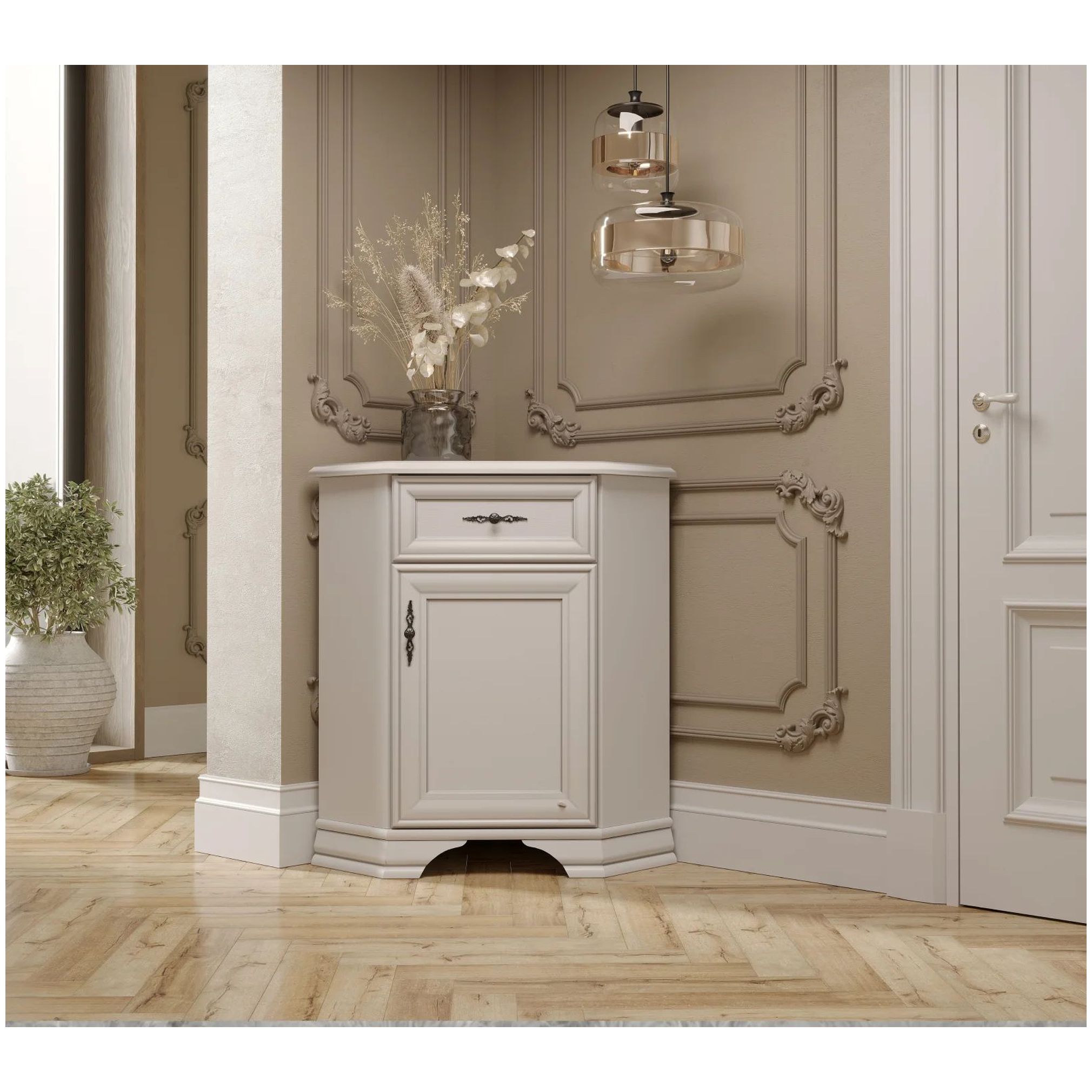 Картинка Кентаки тумба правая KOMN1D1S/P (Белый) интернет-магазин мебели FreeTime