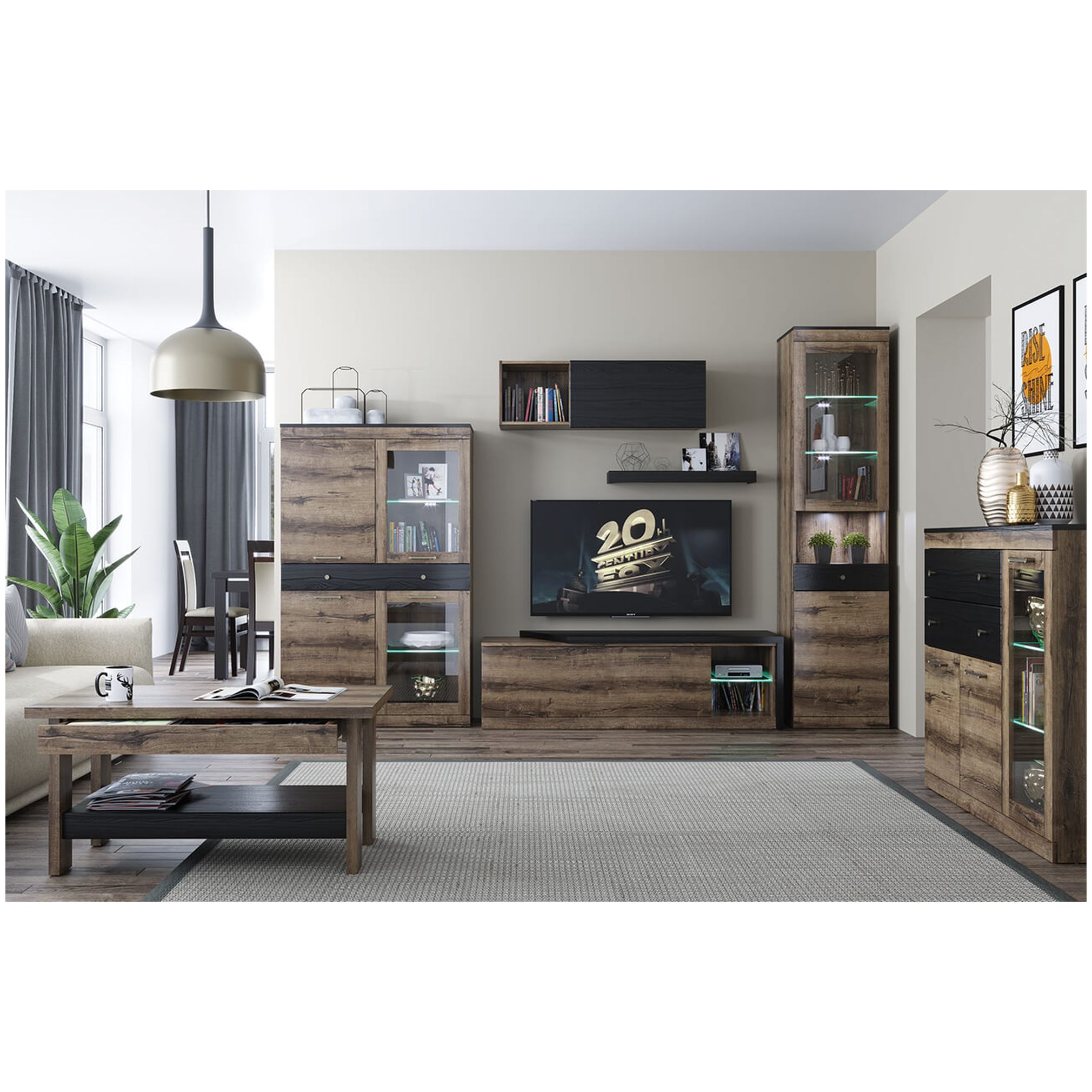 Картинка Джагер Тумба с витриной 1V2D2S интернет-магазин мебели FreeTime