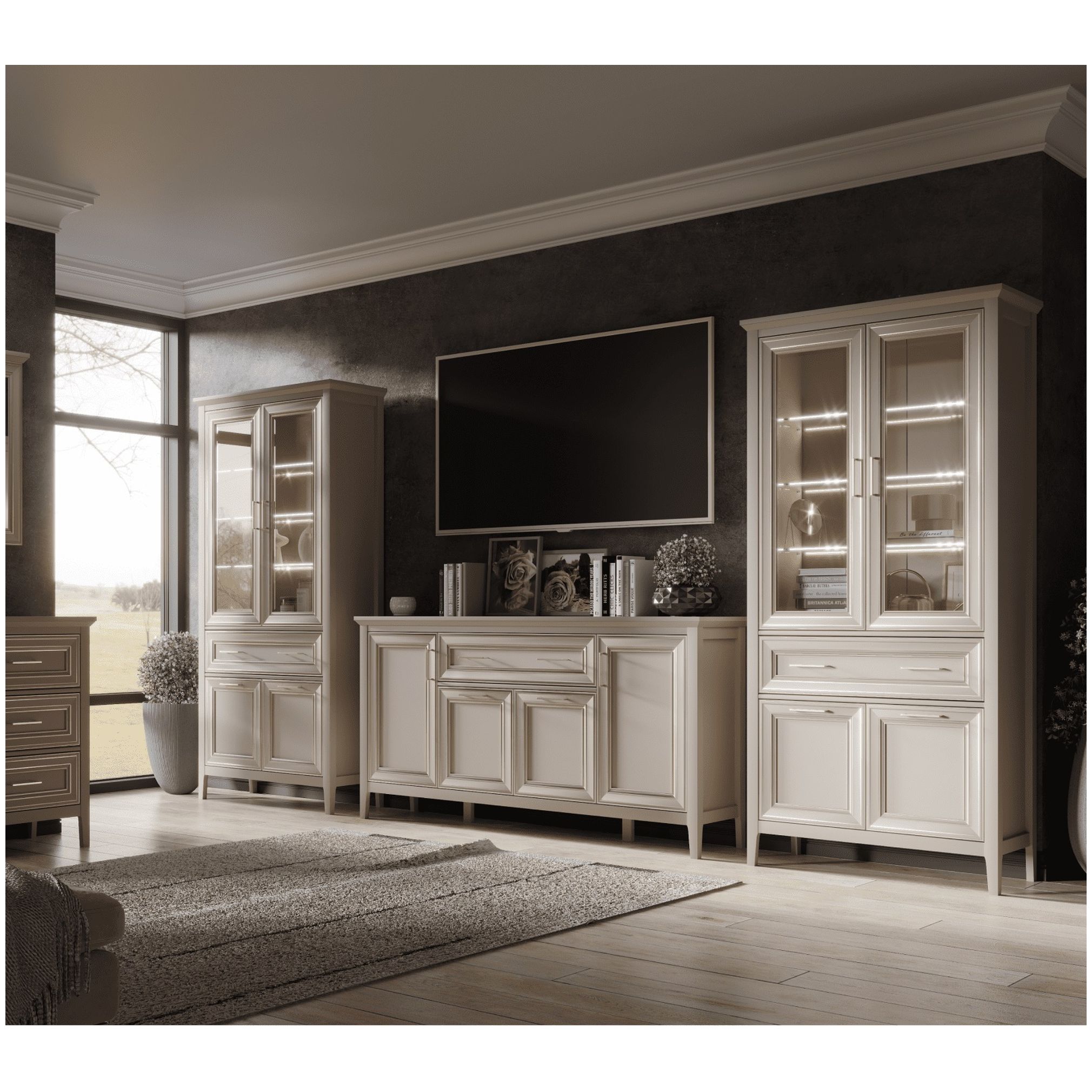 Картинка Классик шкаф-витрина REG2W2D1S с подсветкой интернет-магазин мебели FreeTime