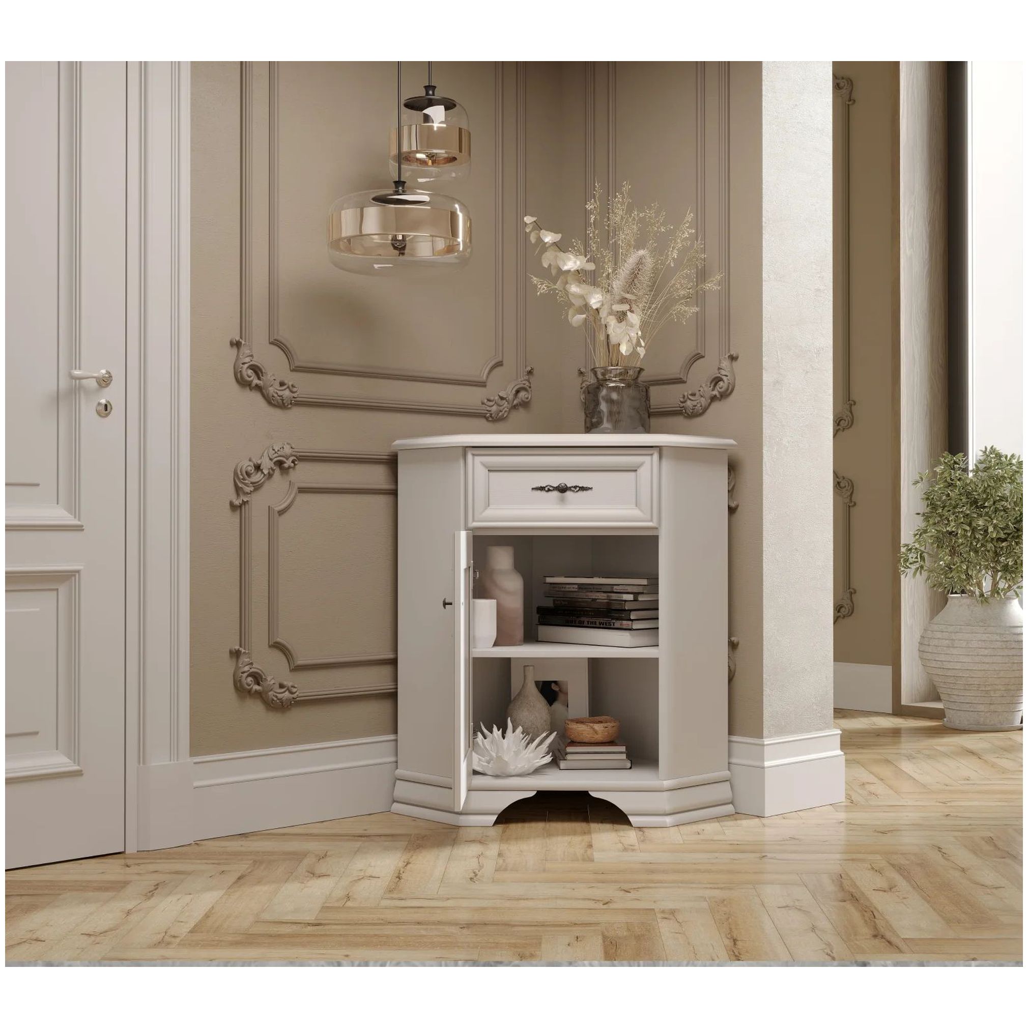 Картинка Кентаки тумба левая KOMN1D1S/L (Белый) интернет-магазин мебели FreeTime