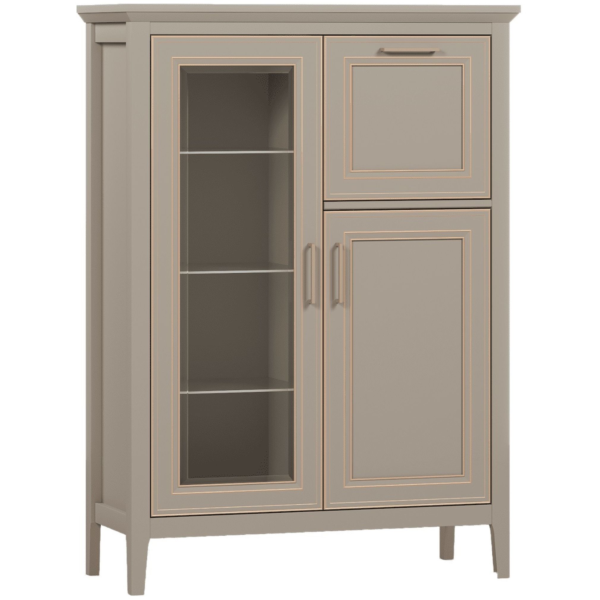 Картинка Классик тумба с витриной KOM1W1D1B интернет-магазин мебели FreeTime