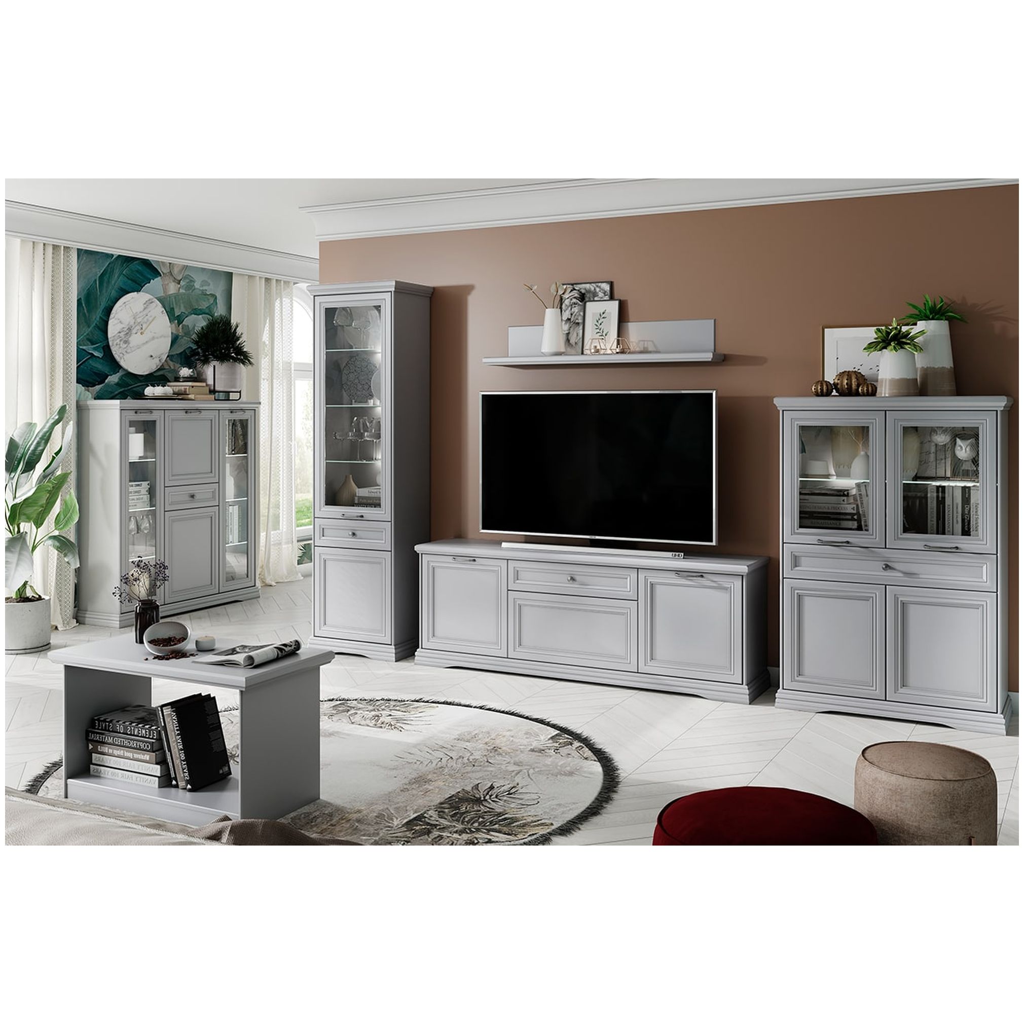 Картинка Валенсия Шкаф с витриной 1V1D1S интернет-магазин мебели FreeTime