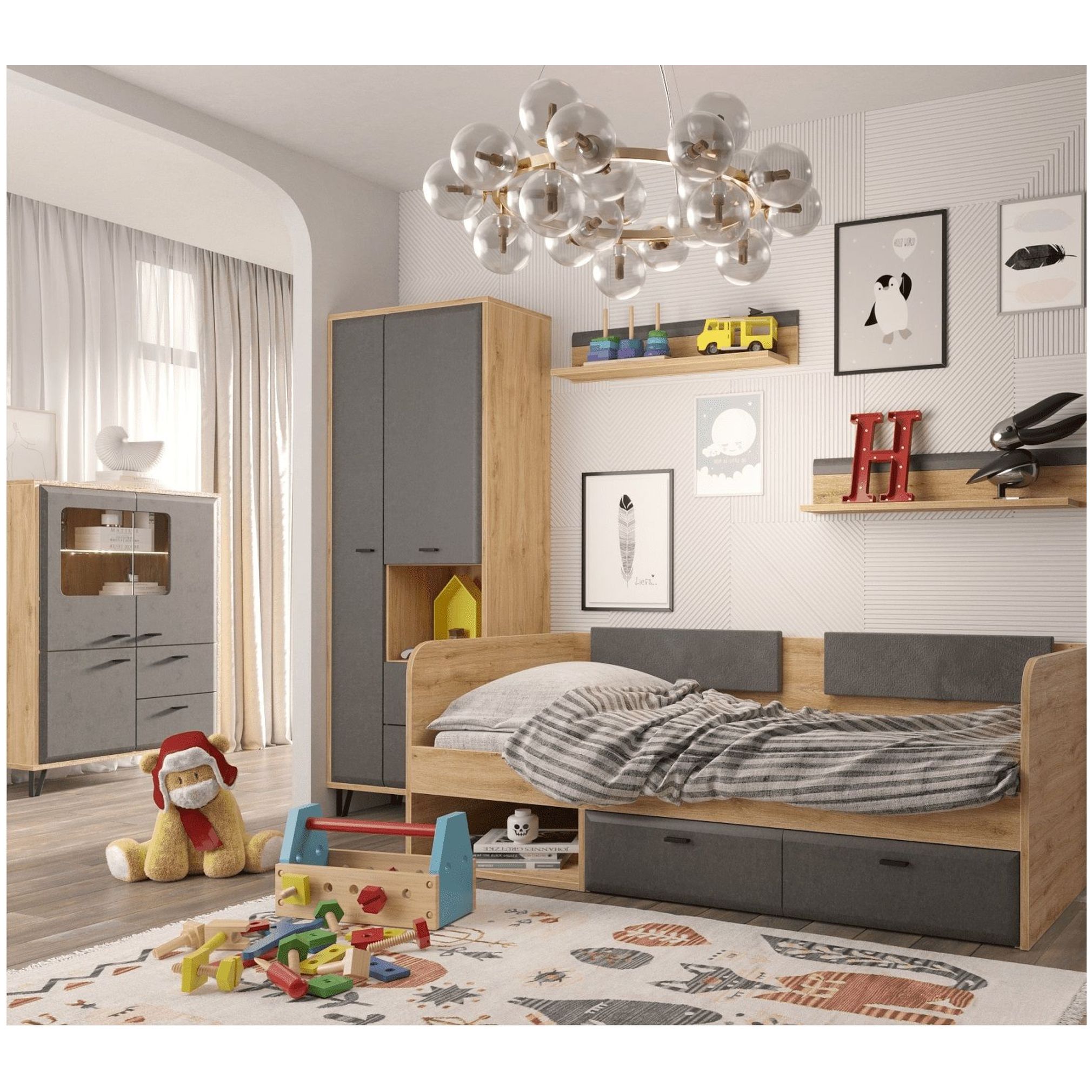 Картинка Грейс тумба с витриной KOM2W1D2S интернет-магазин мебели FreeTime