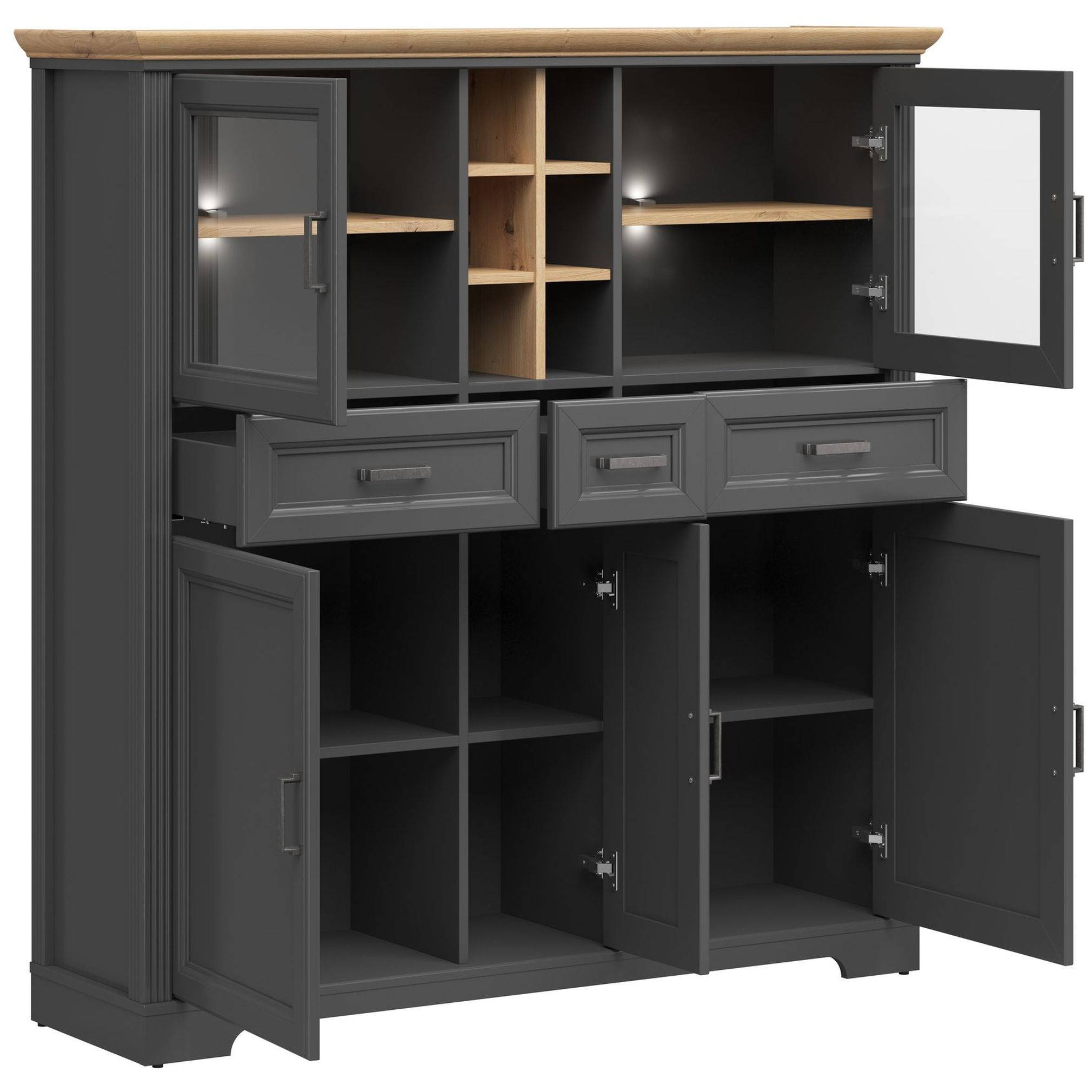 Картинка Жасмин шкаф-витрина REG2W3D3S с подсветкой интернет-магазин мебели FreeTime