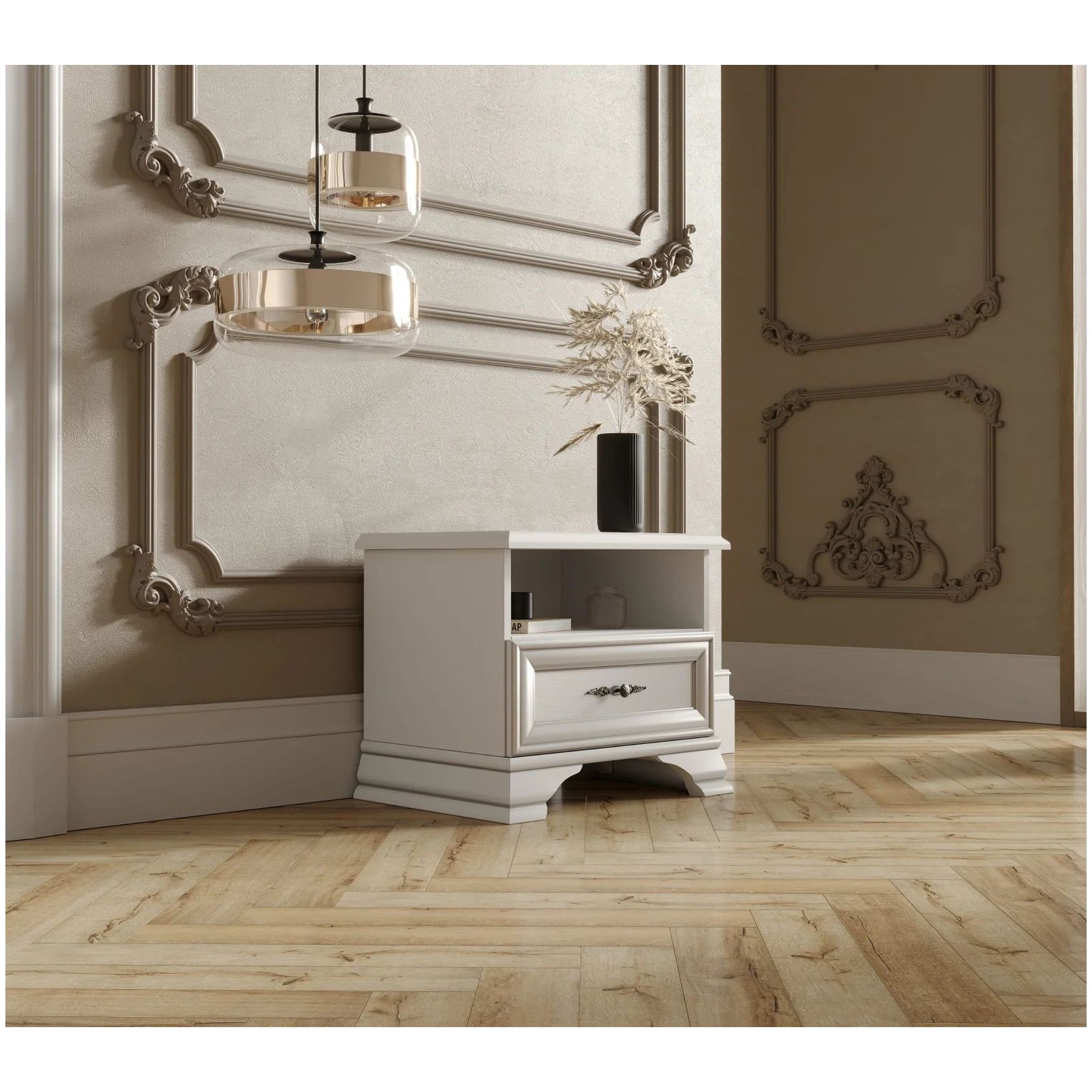 Картинка Кентаки тумба прикроватная KOM1S (Белый) интернет-магазин мебели FreeTime