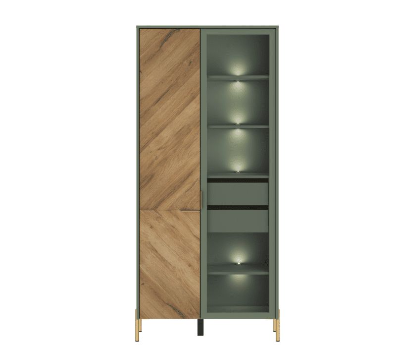 Картинка Сиена шкаф-витрина REG1W1D с подсветкой интернет-магазин мебели FreeTime