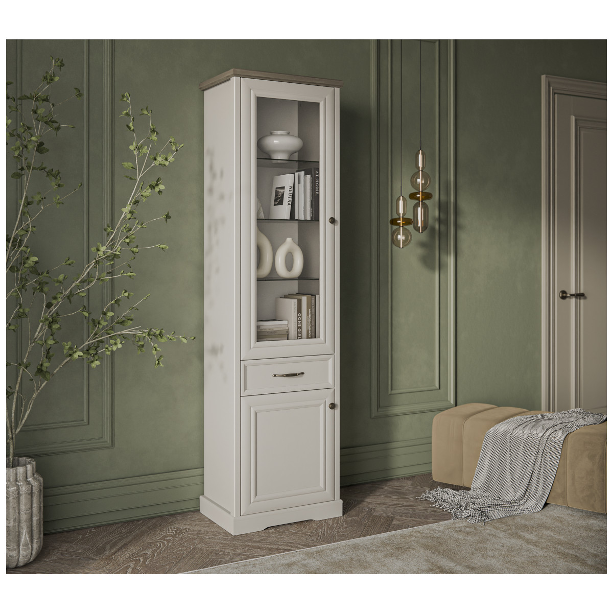 Картинка Тоскана Шкаф с витриной 1V1D1S интернет-магазин мебели FreeTime