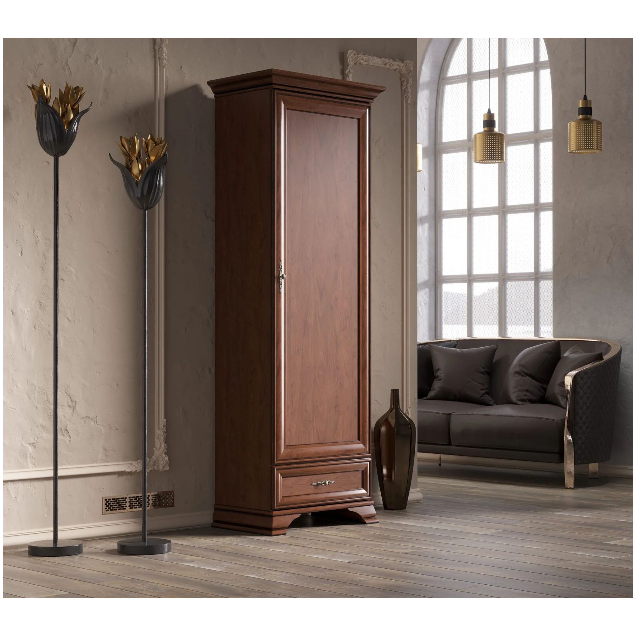 Картинка Кентаки шкаф-пенал REG1D1S (Каштан) интернет-магазин мебели FreeTime