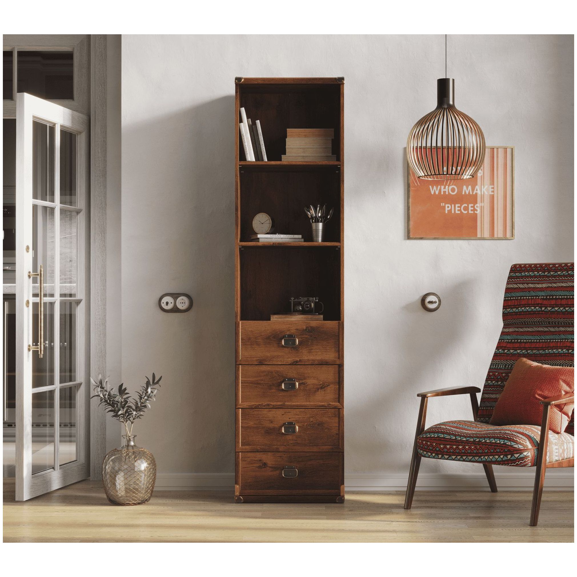 Картинка Индиана шкаф-стеллаж JREG 4so/50 (Дуб саттер) интернет-магазин мебели FreeTime