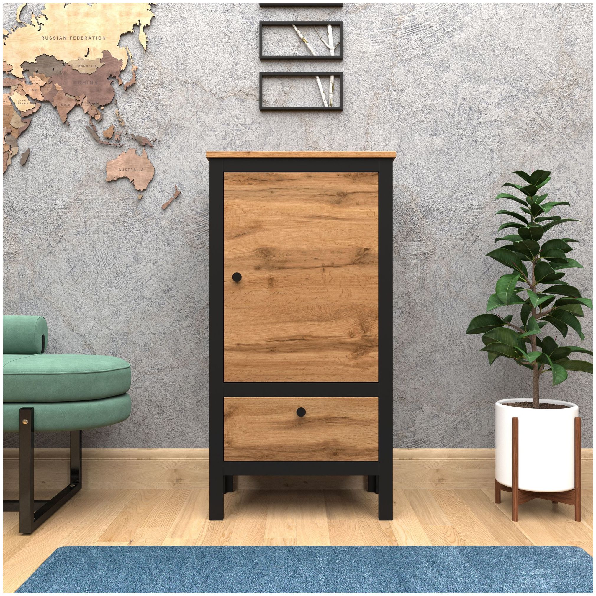 Картинка Лофт тумба высокая REG1D1S/60 интернет-магазин мебели FreeTime