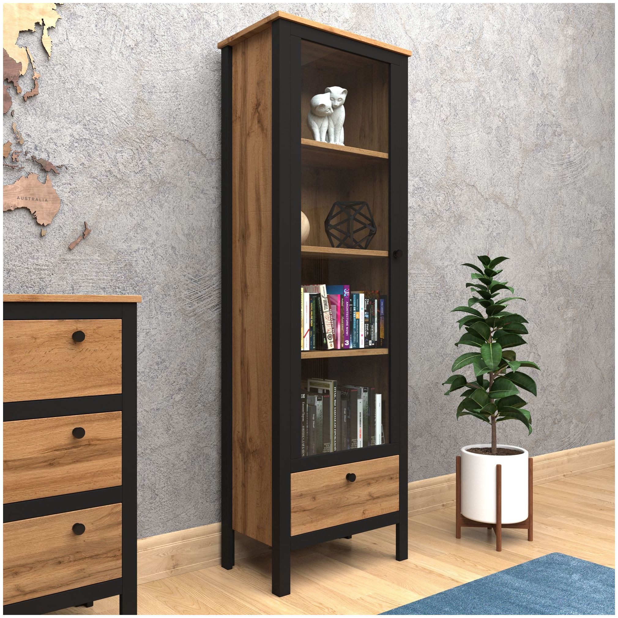 Картинка Лофт шкаф-витрина REG1W1S интернет-магазин мебели FreeTime