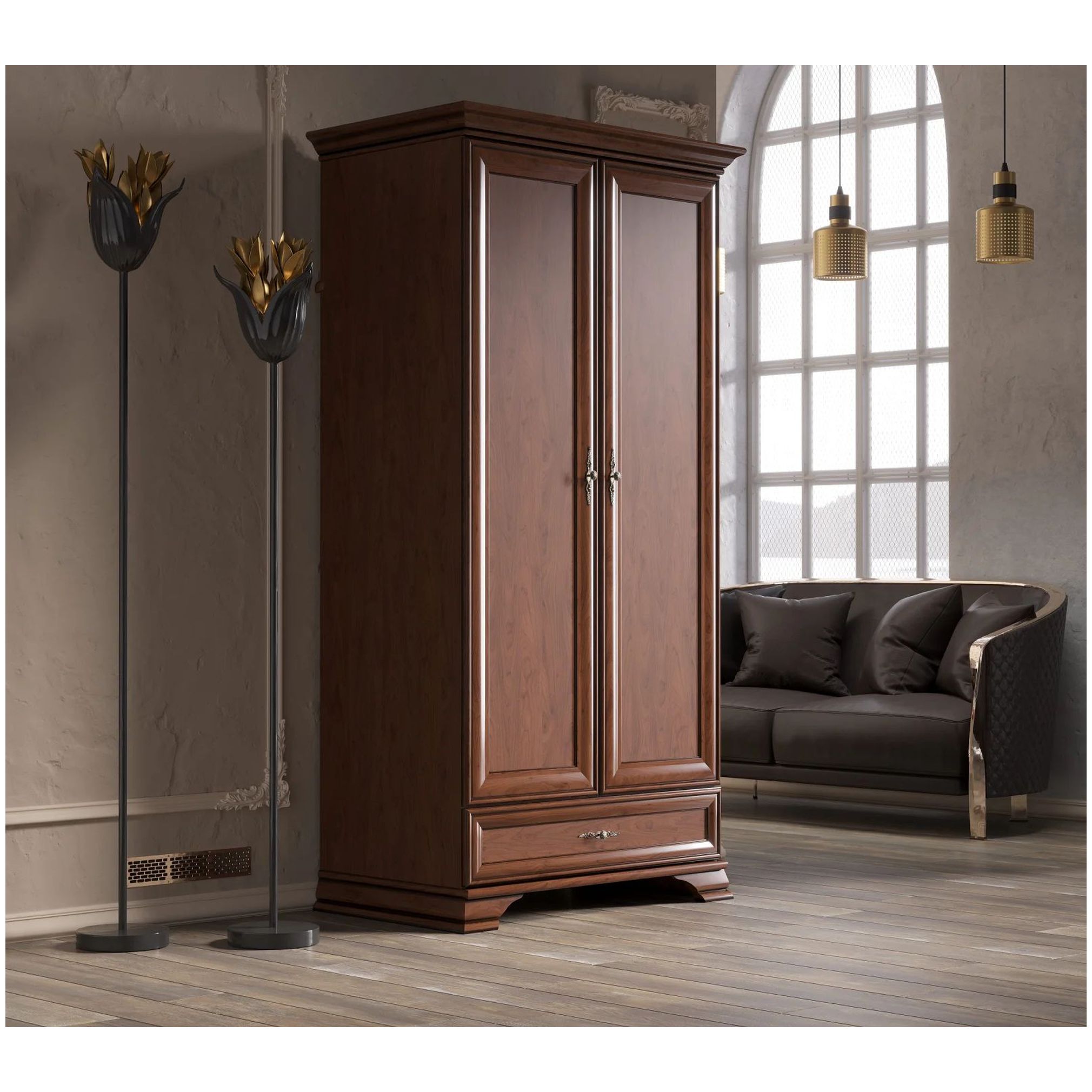 Картинка Кентаки шкаф SZF2D1S (Каштан) интернет-магазин мебели FreeTime