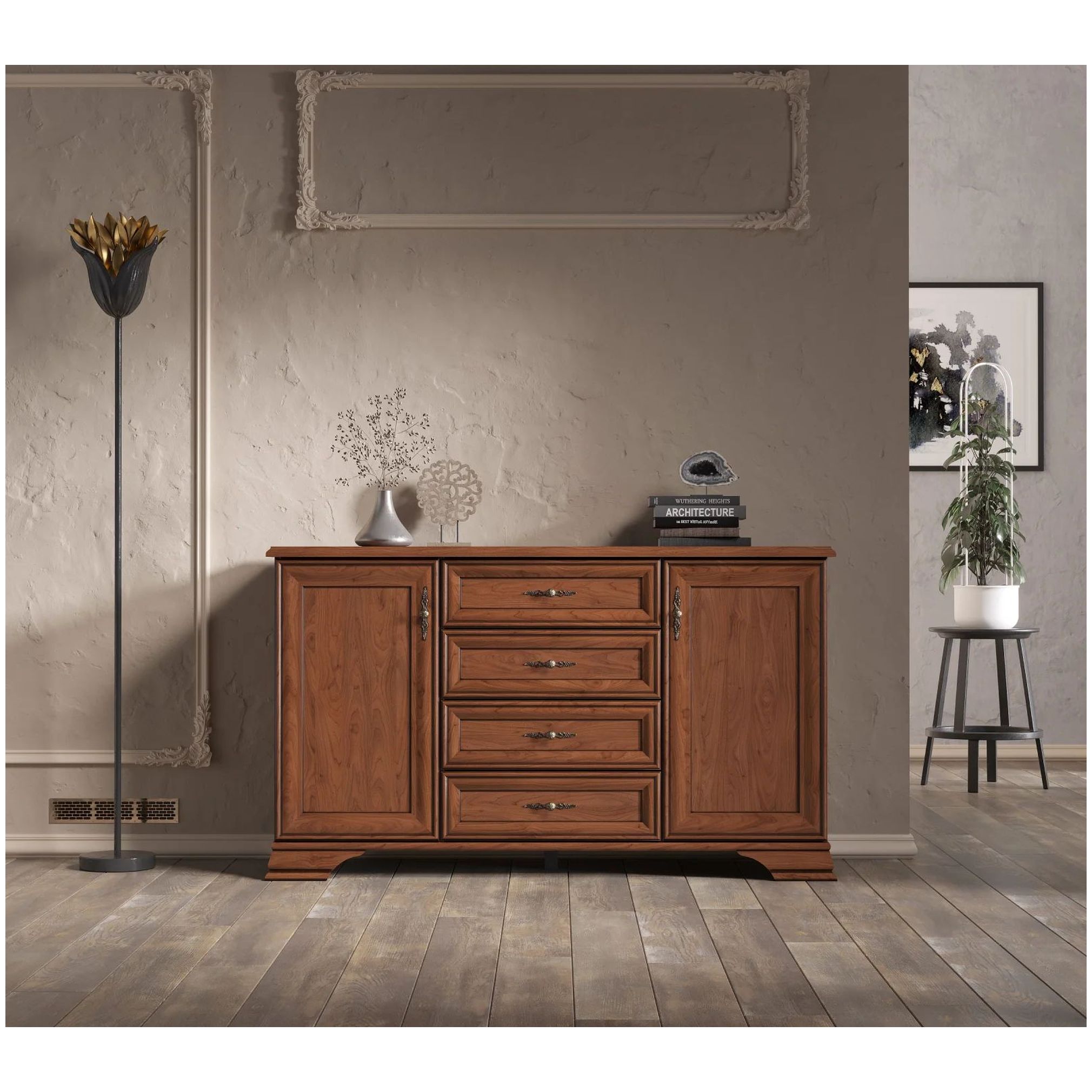 Картинка Кентаки тумба KOM2D4S (Каштан) интернет-магазин мебели FreeTime