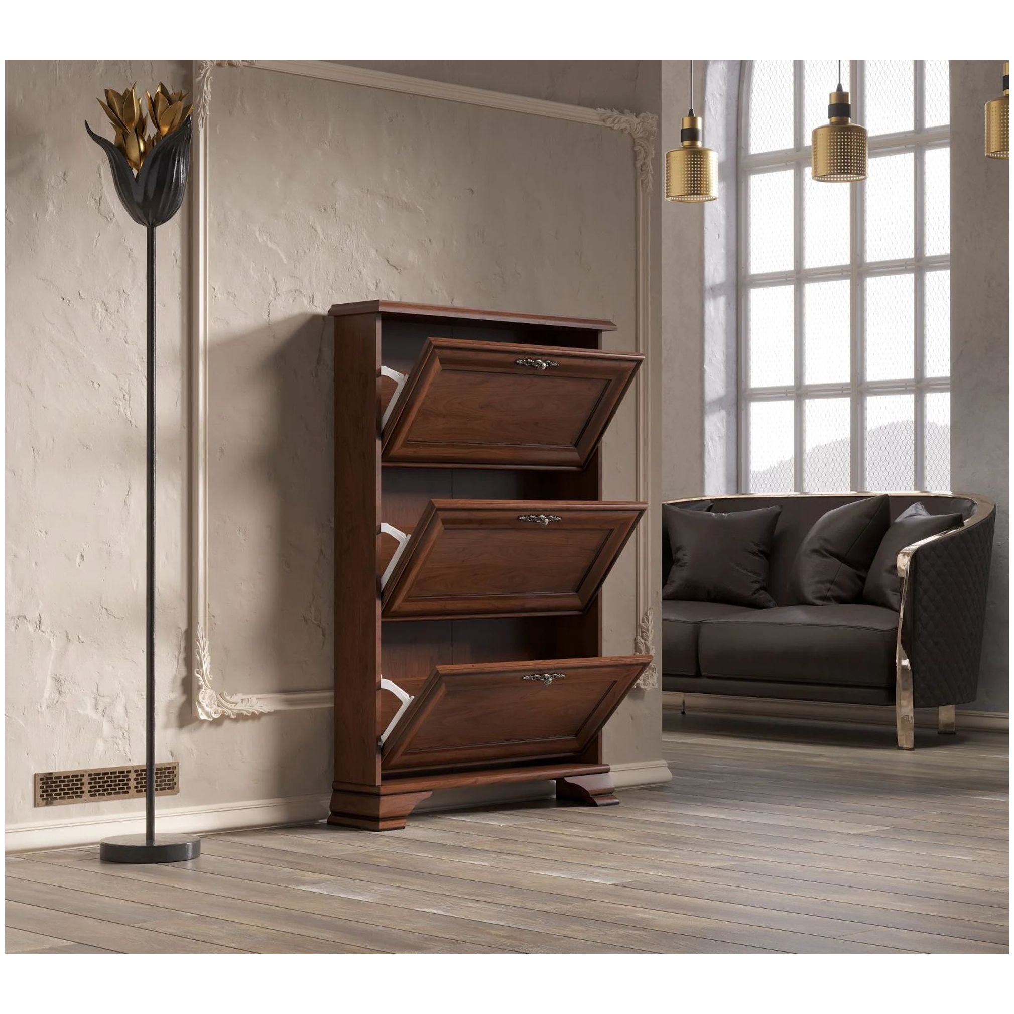 Картинка Кентаки тумба для обуви SFВ3B (Каштан) интернет-магазин мебели FreeTime