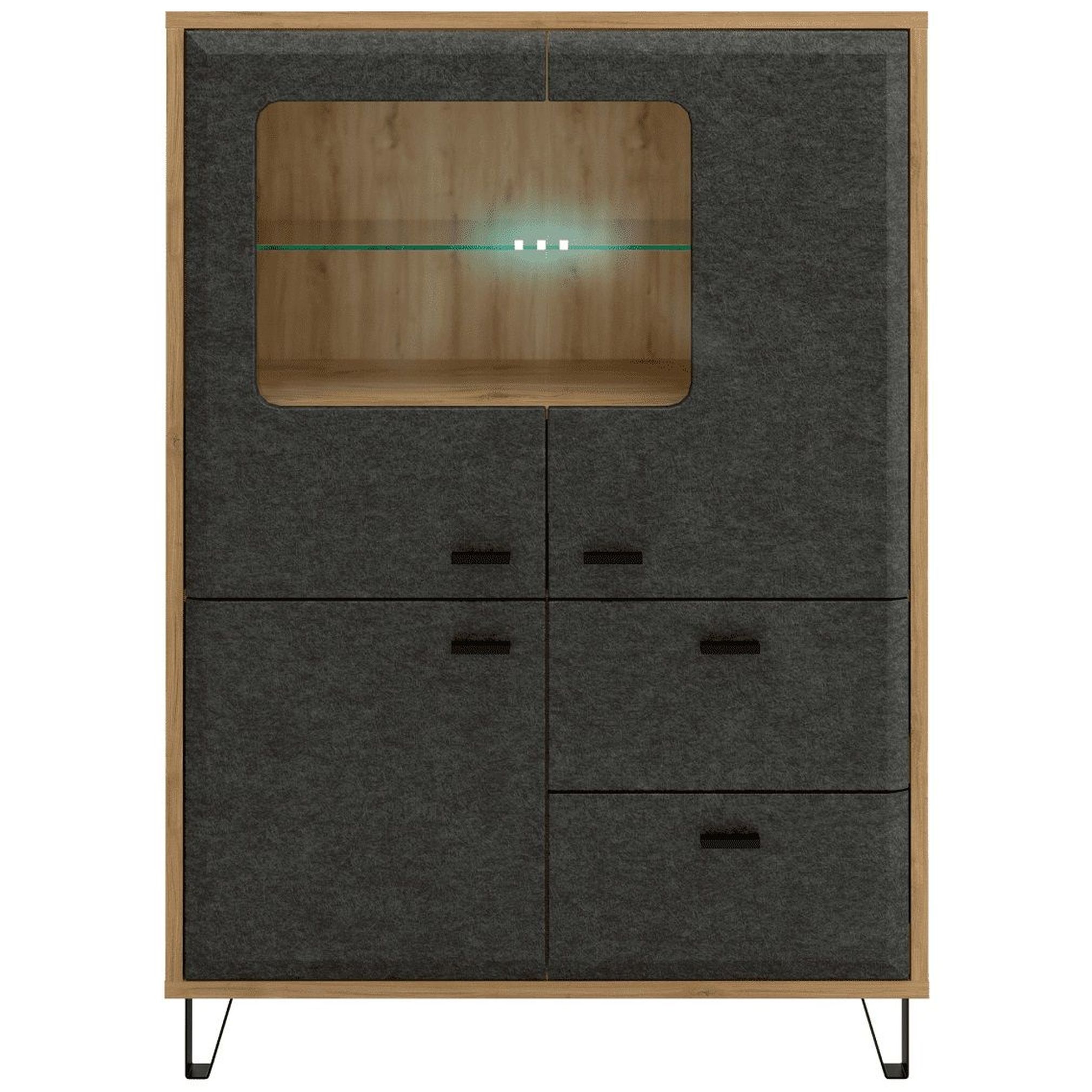 Картинка Грейс тумба с витриной KOM2W1D2S с подсветкой интернет-магазин мебели FreeTime