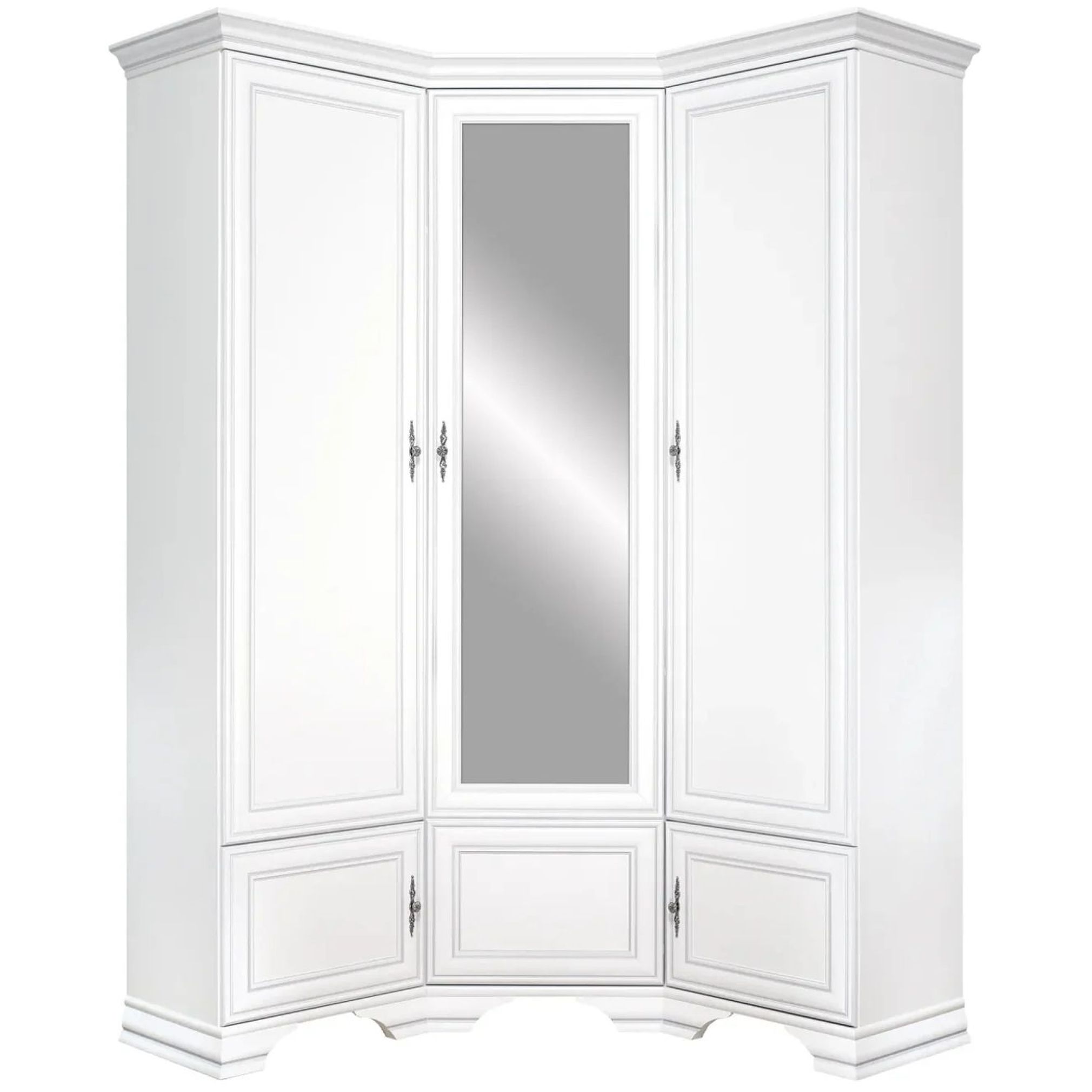 Картинка Кентаки шкаф угловой с зеркалом SZFN5D (Белый) интернет-магазин мебели FreeTime