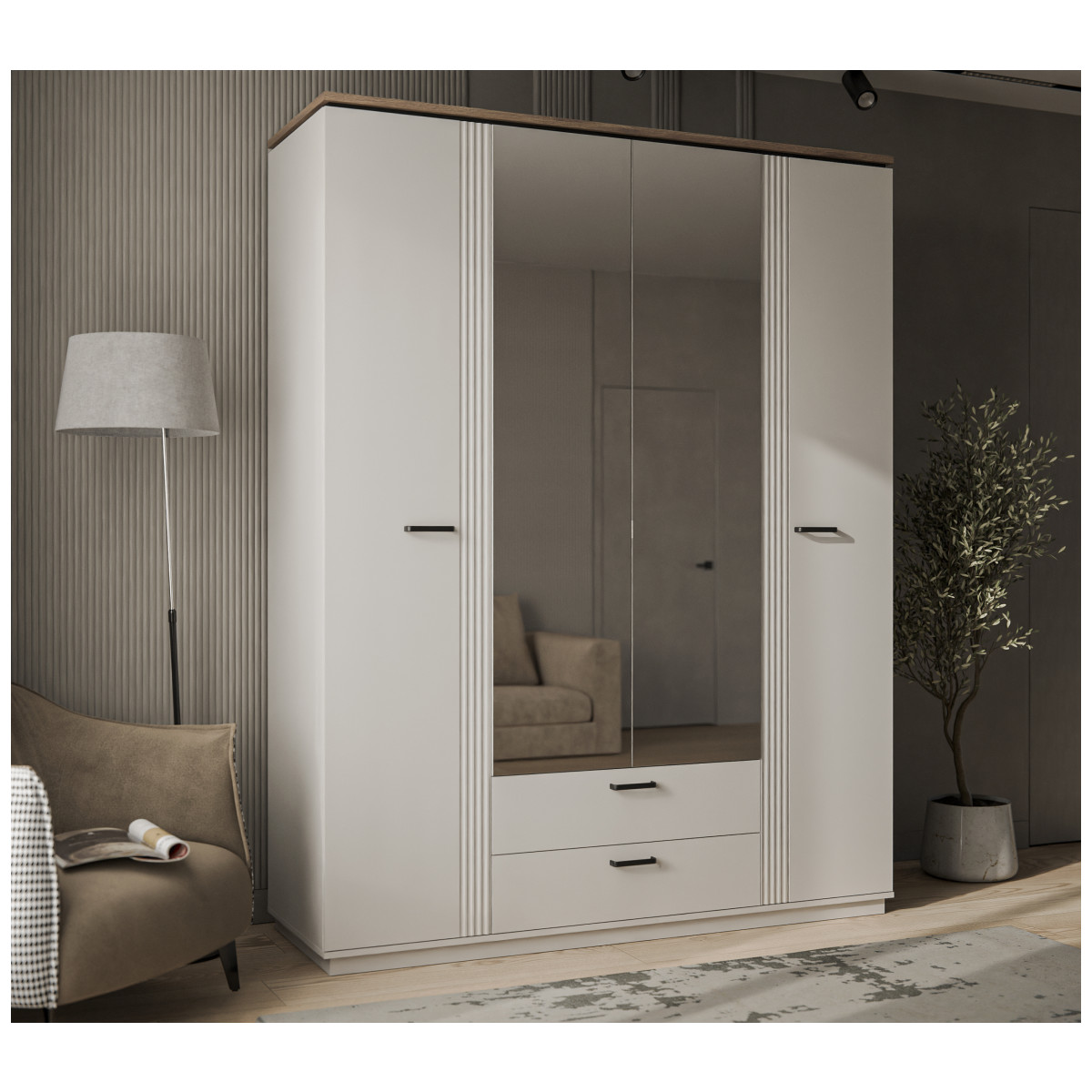 Картинка Винати Шкаф с зеркалом 4DG2S Z интернет-магазин мебели FreeTime