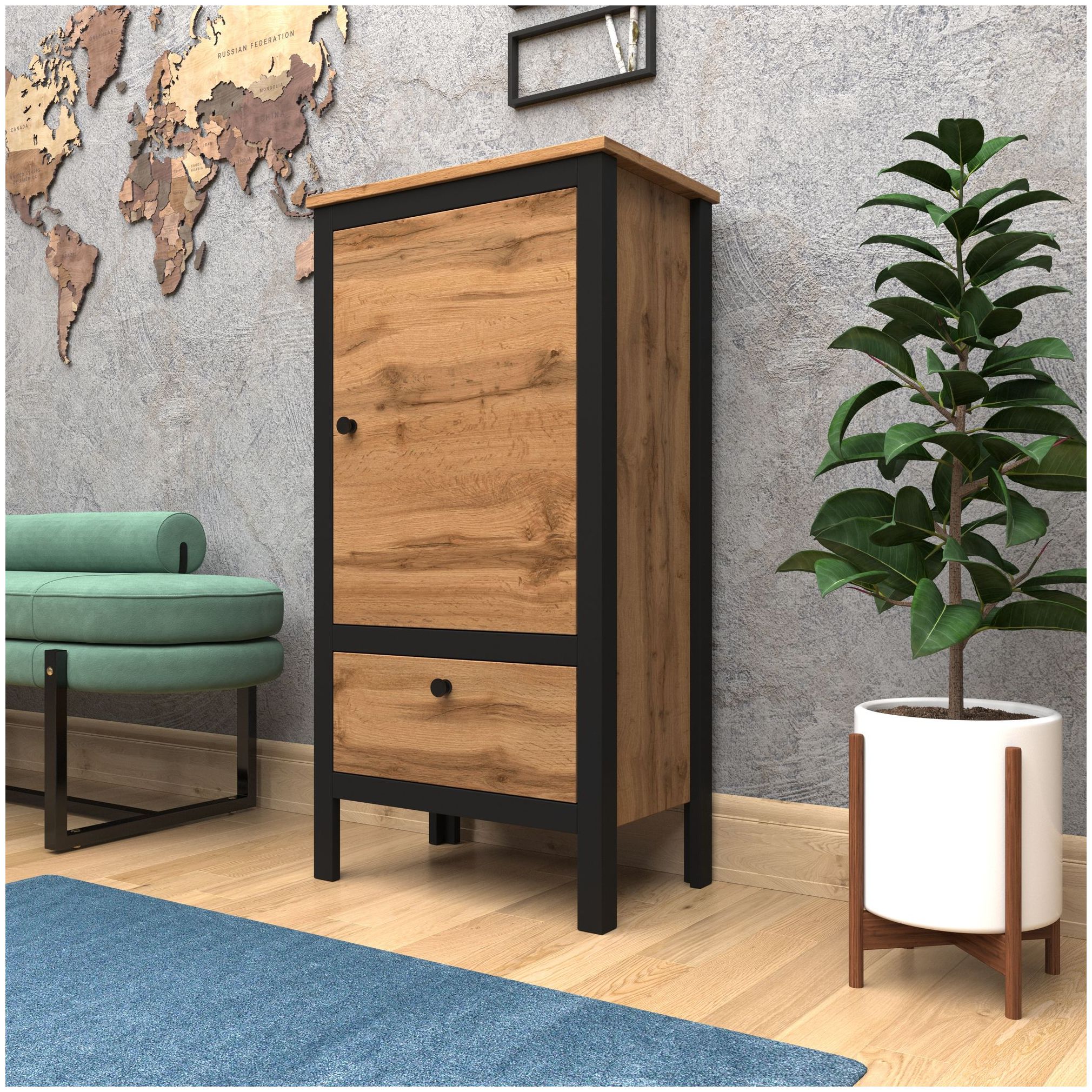 Картинка Лофт тумба высокая REG1D1S/60 интернет-магазин мебели FreeTime