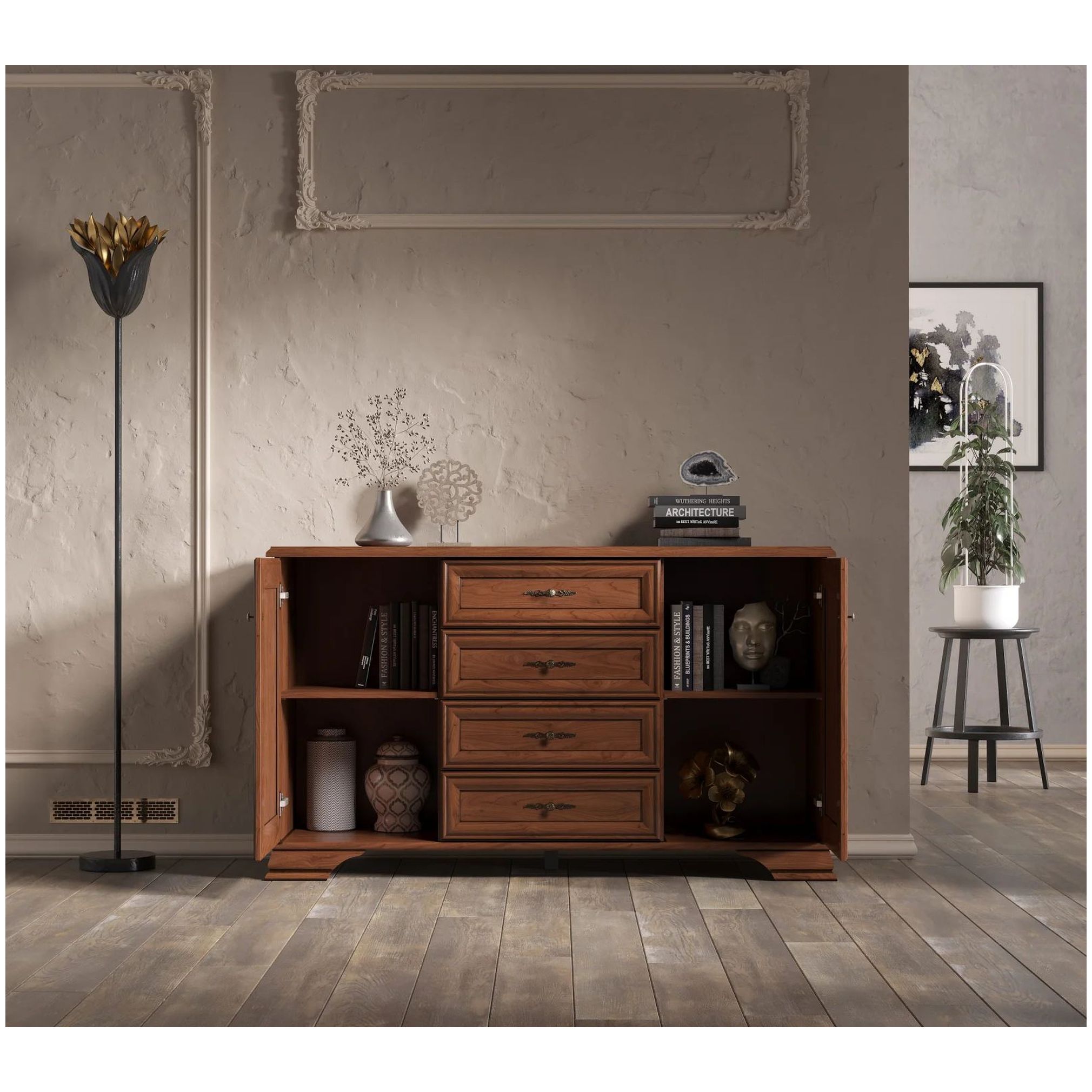 Картинка Кентаки тумба KOM2D4S (Каштан) интернет-магазин мебели FreeTime