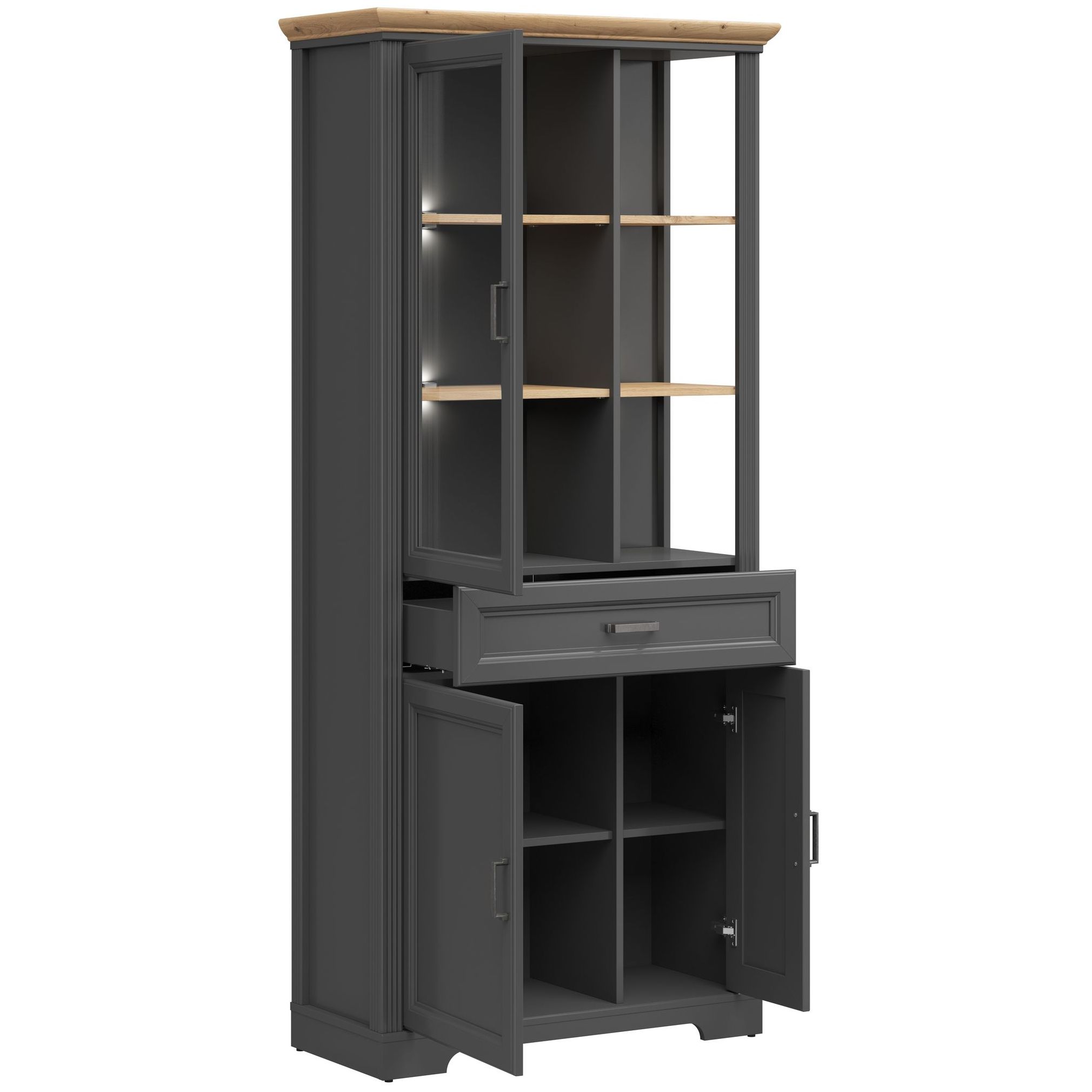 Картинка Жасмин шкаф-витрина REG1W2D1S с подсветкой интернет-магазин мебели FreeTime