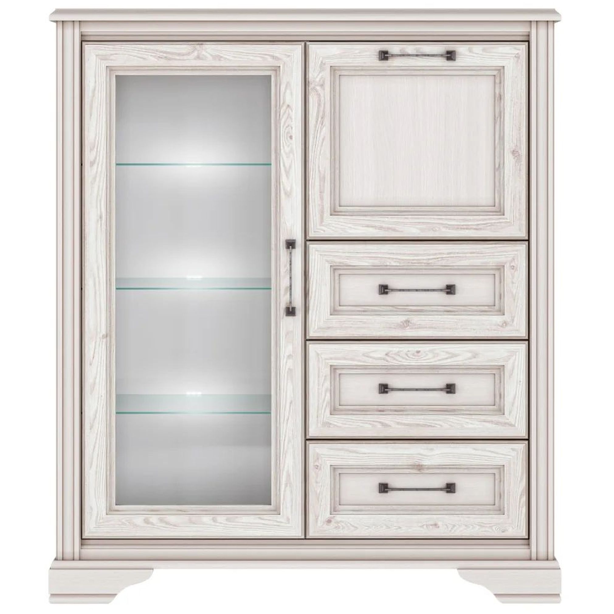 Картинка Стилиус тумба с витриной KOM1W1B3S с подсветкой интернет-магазин мебели FreeTime