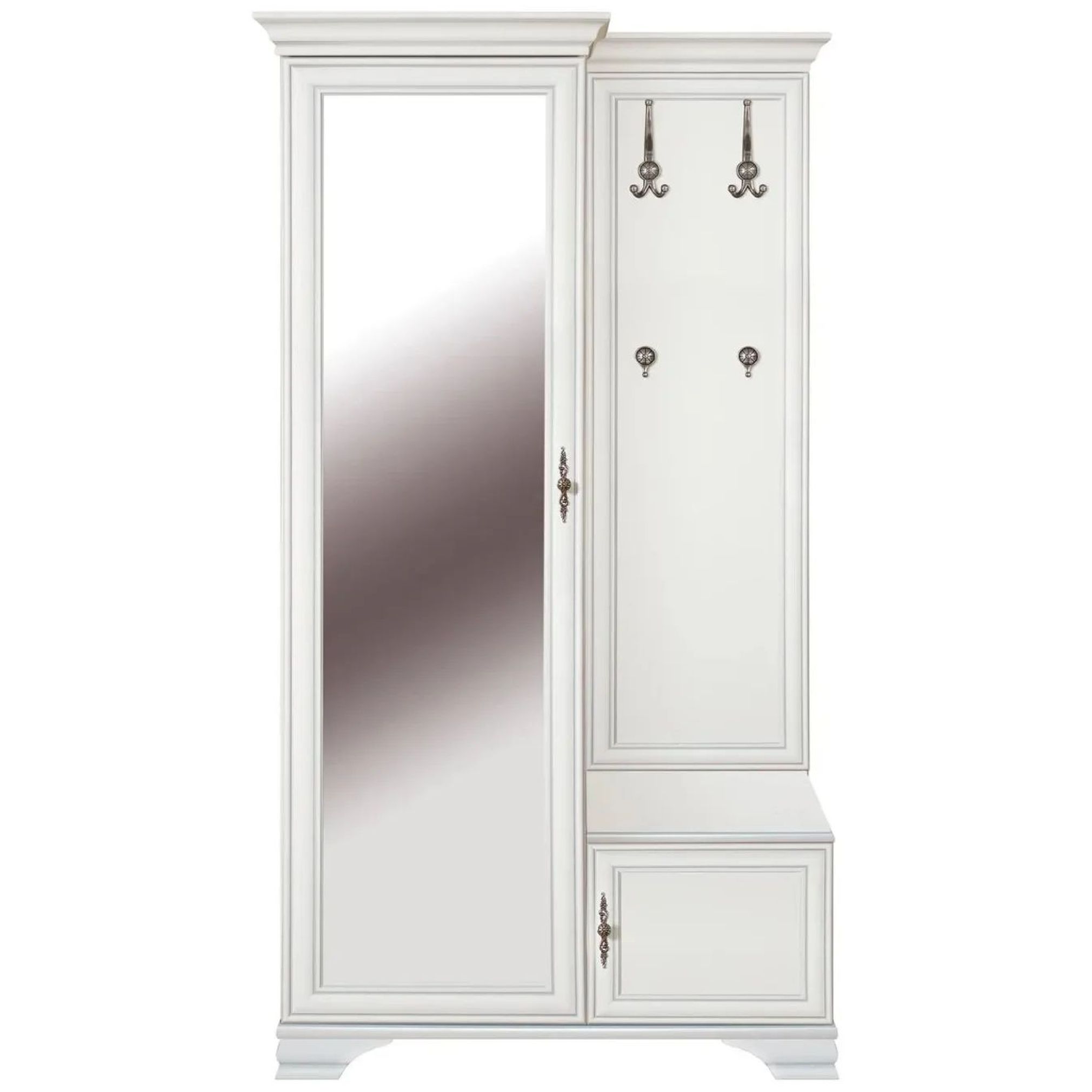 Картинка Кентаки шкаф с вешалкой и зеркалом PPK/110L (Белый) интернет-магазин мебели FreeTime