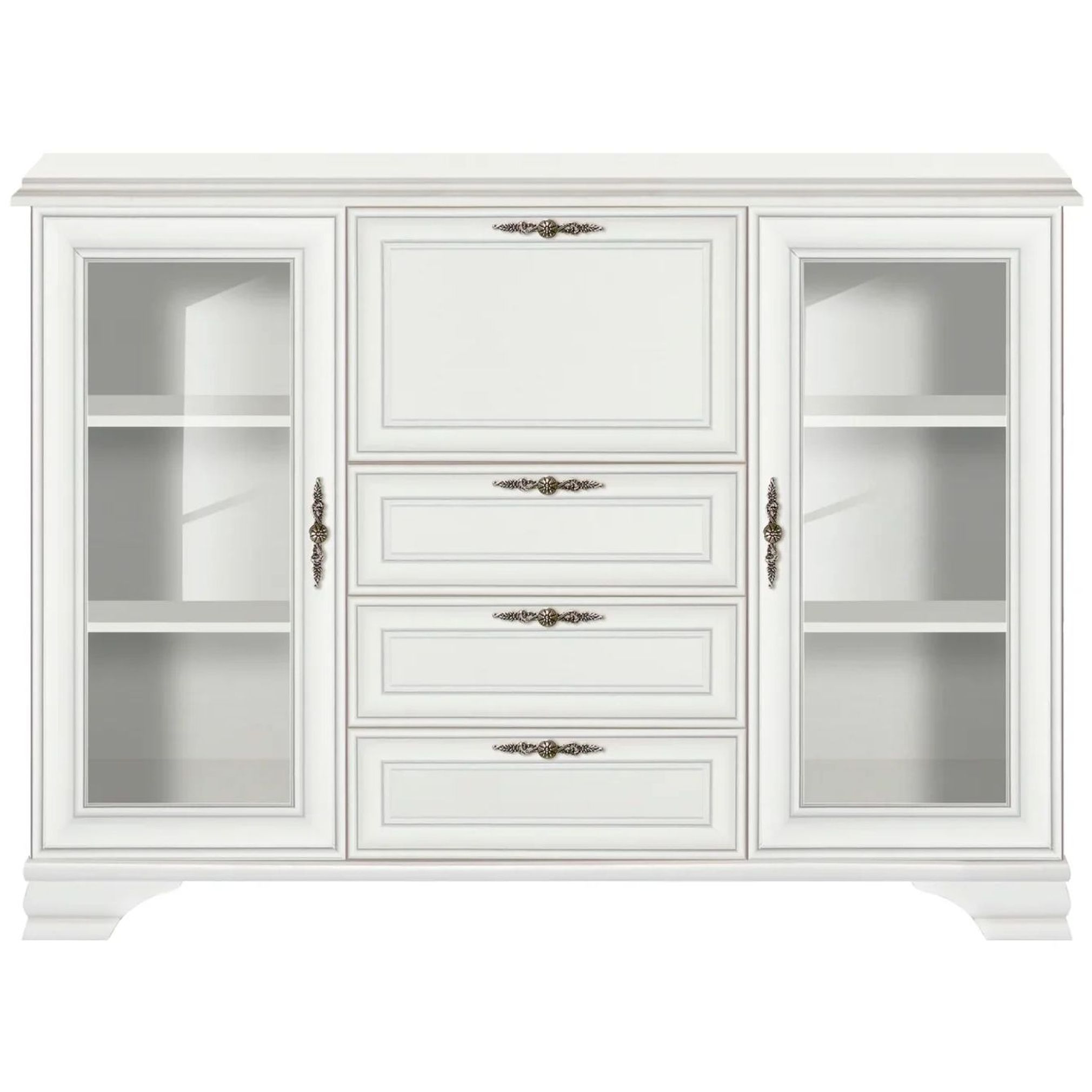 Картинка Кентаки тумба с витриной S320-KOM2W3S1B (Белый) интернет-магазин мебели FreeTime