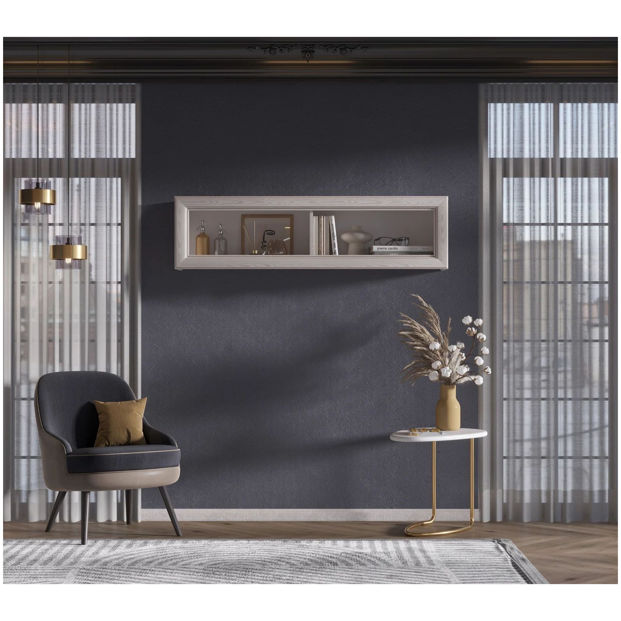 Картинка Стилиус полка с витриной SFW1W интернет-магазин мебели FreeTime