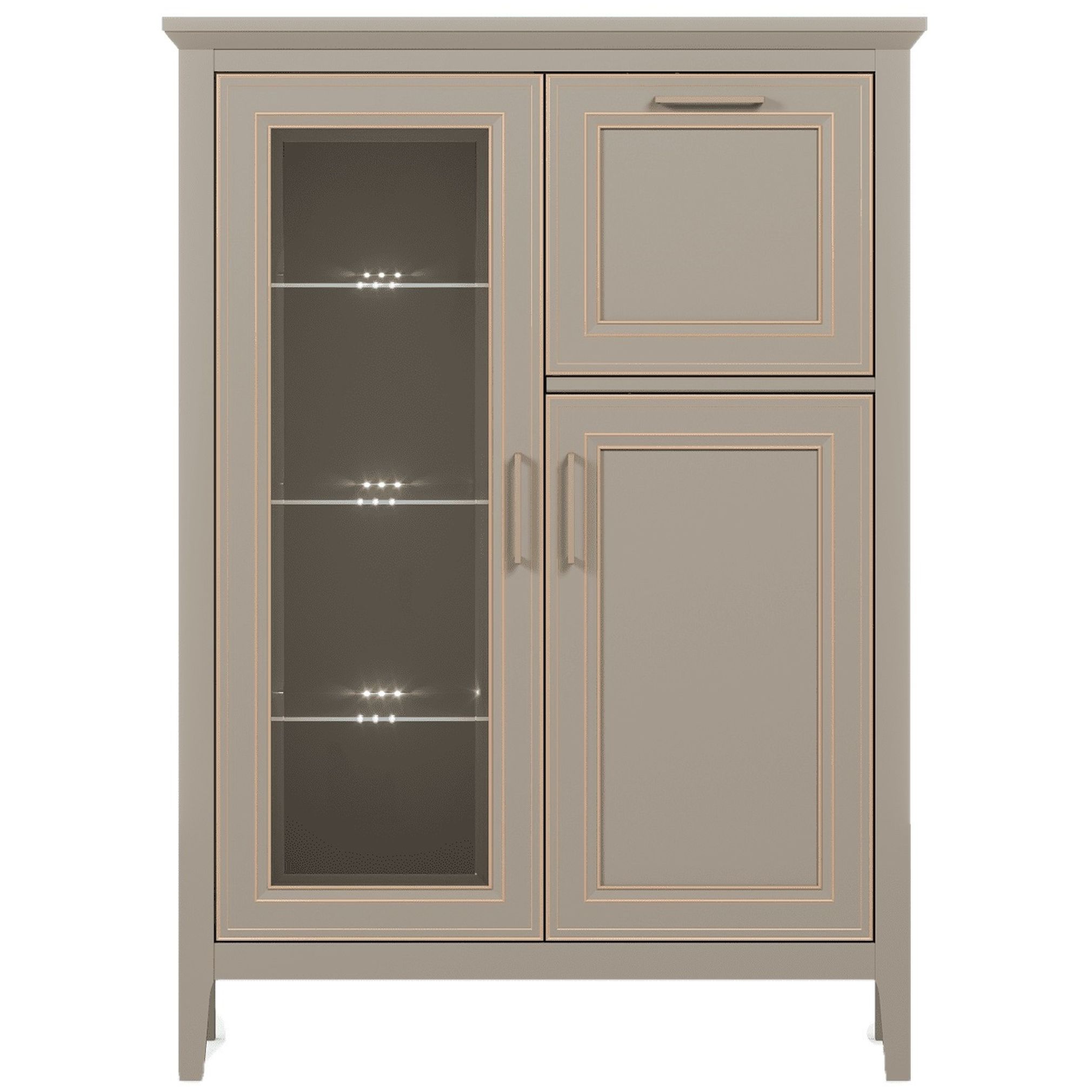 Картинка Классик тумба с витриной KOM1W1D1B с подсветкой интернет-магазин мебели FreeTime