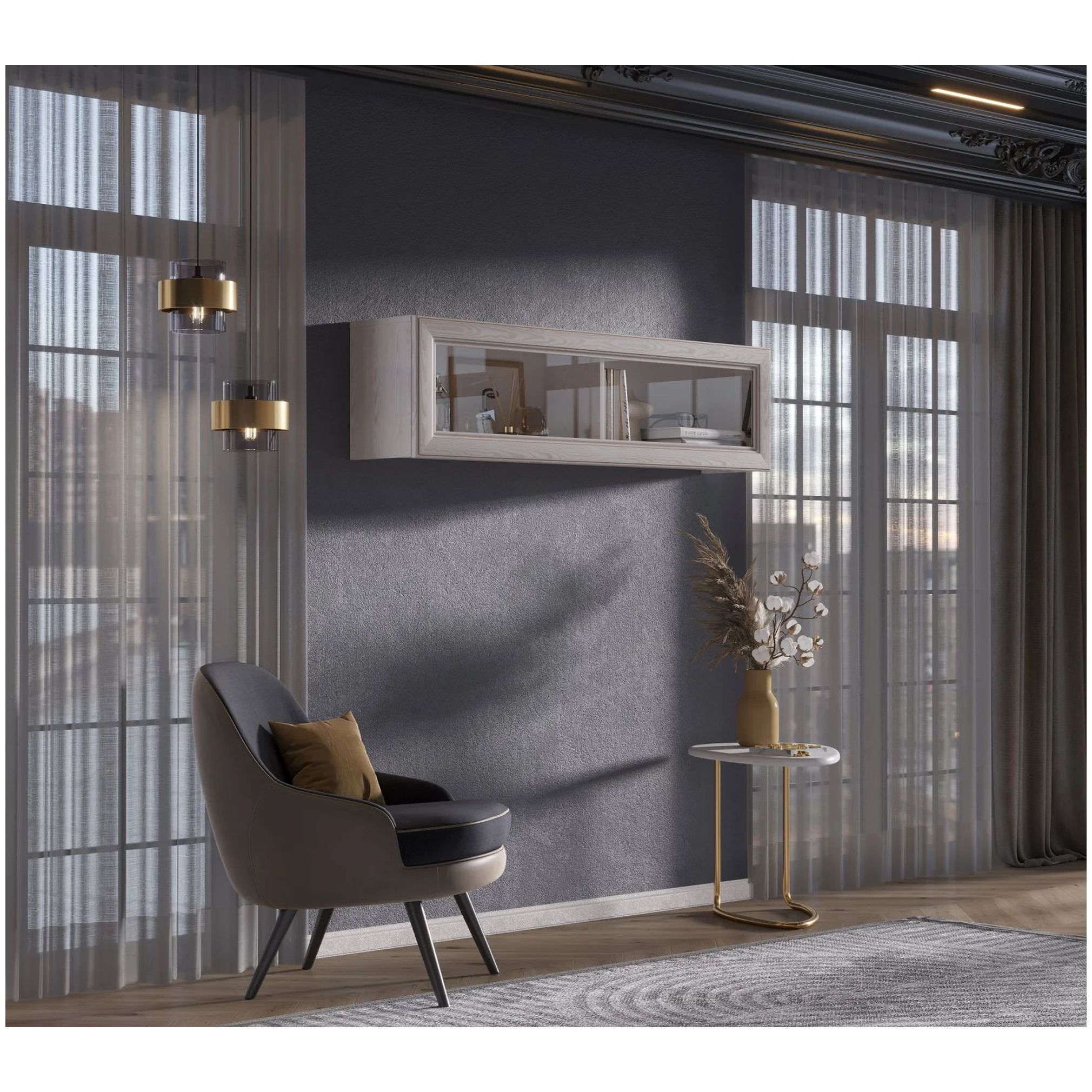 Картинка Стилиус полка с витриной SFW1W интернет-магазин мебели FreeTime