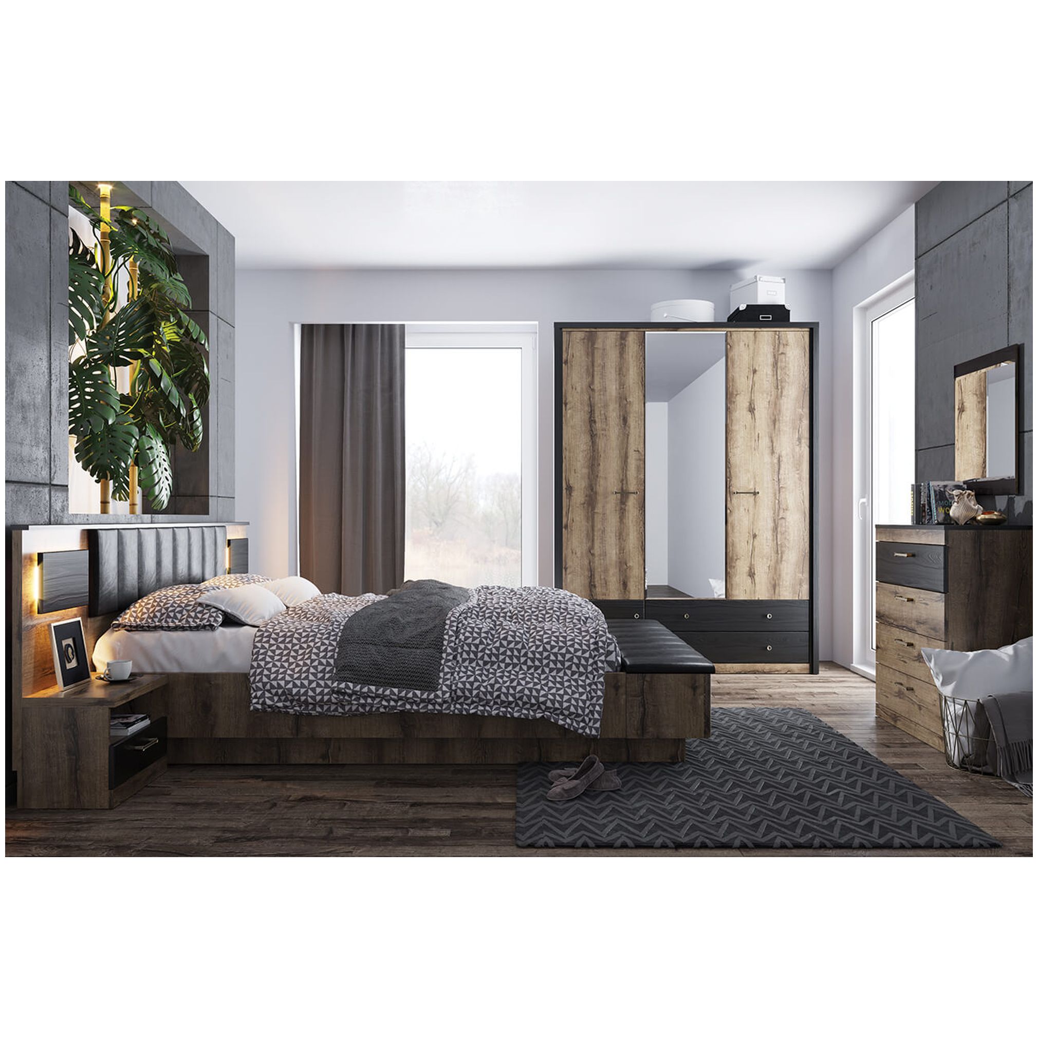 Картинка Джагер Шкаф с зеркалом 3DG2S Z интернет-магазин мебели FreeTime