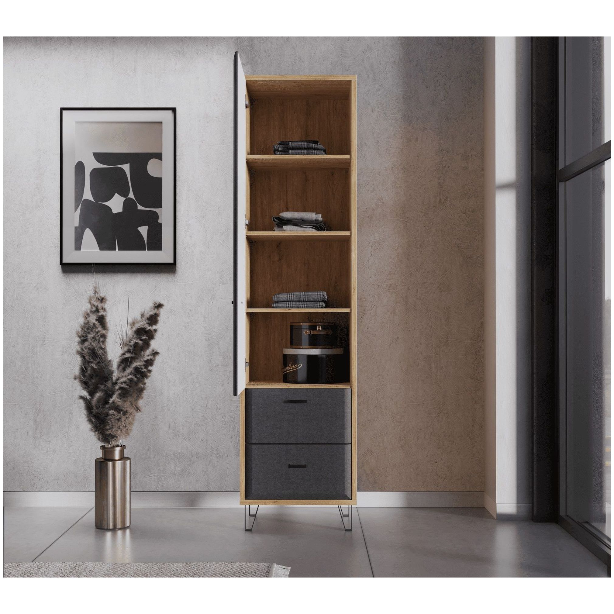 Картинка Грейс шкаф-пенал REG1D2S интернет-магазин мебели FreeTime