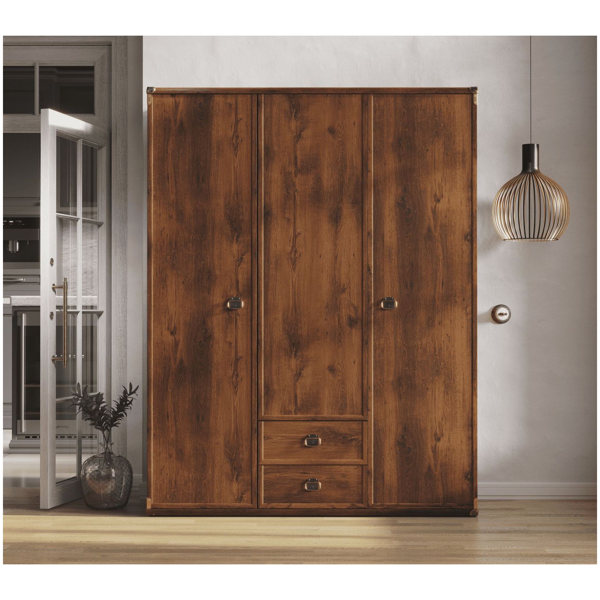 Картинка Индиана шкаф с зеркалом JSZF 3d2s (Дуб саттер) интернет-магазин мебели FreeTime