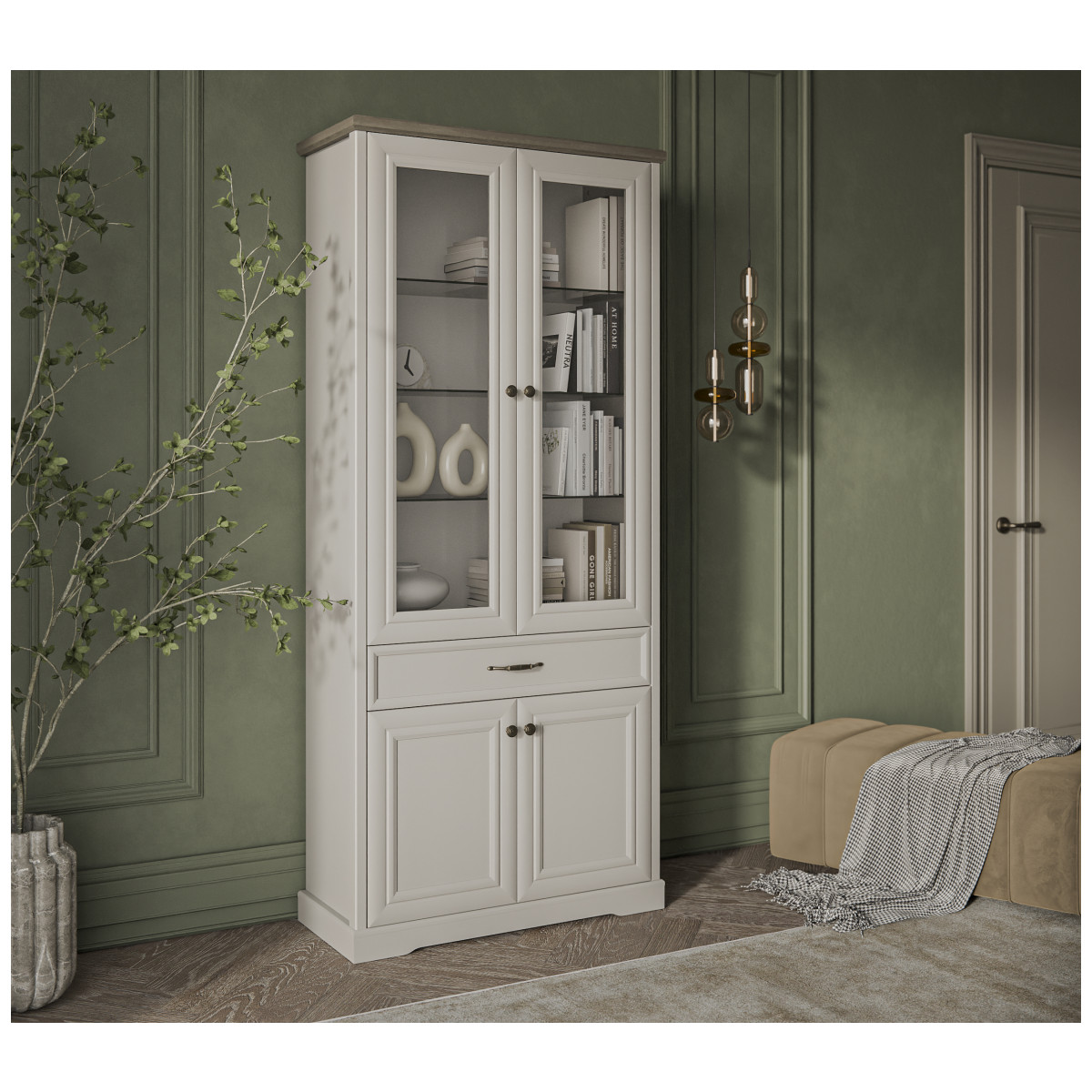 Картинка Тоскана Шкаф с витриной 2V2D1S интернет-магазин мебели FreeTime