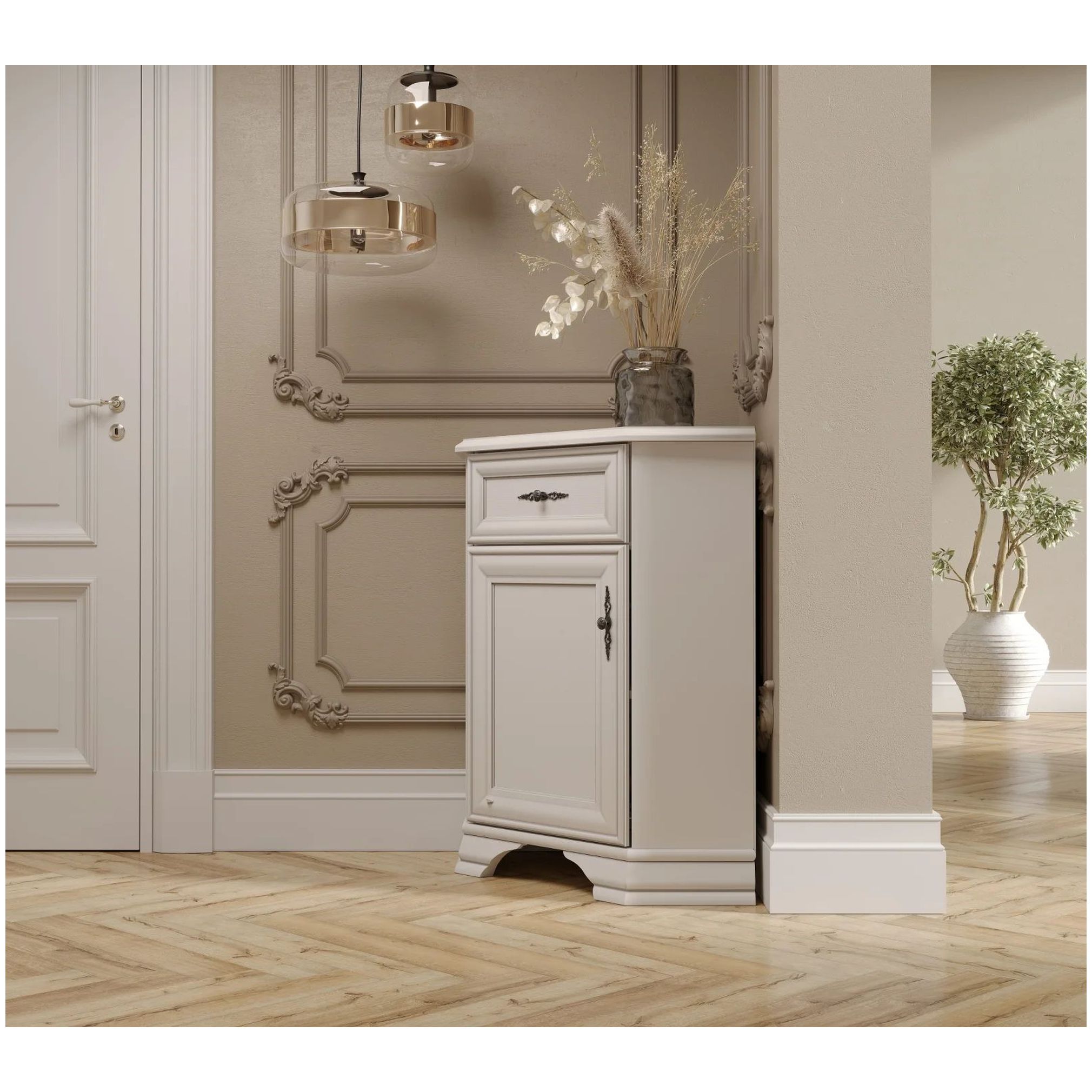 Картинка Кентаки тумба левая KOMN1D1S/L (Белый) интернет-магазин мебели FreeTime