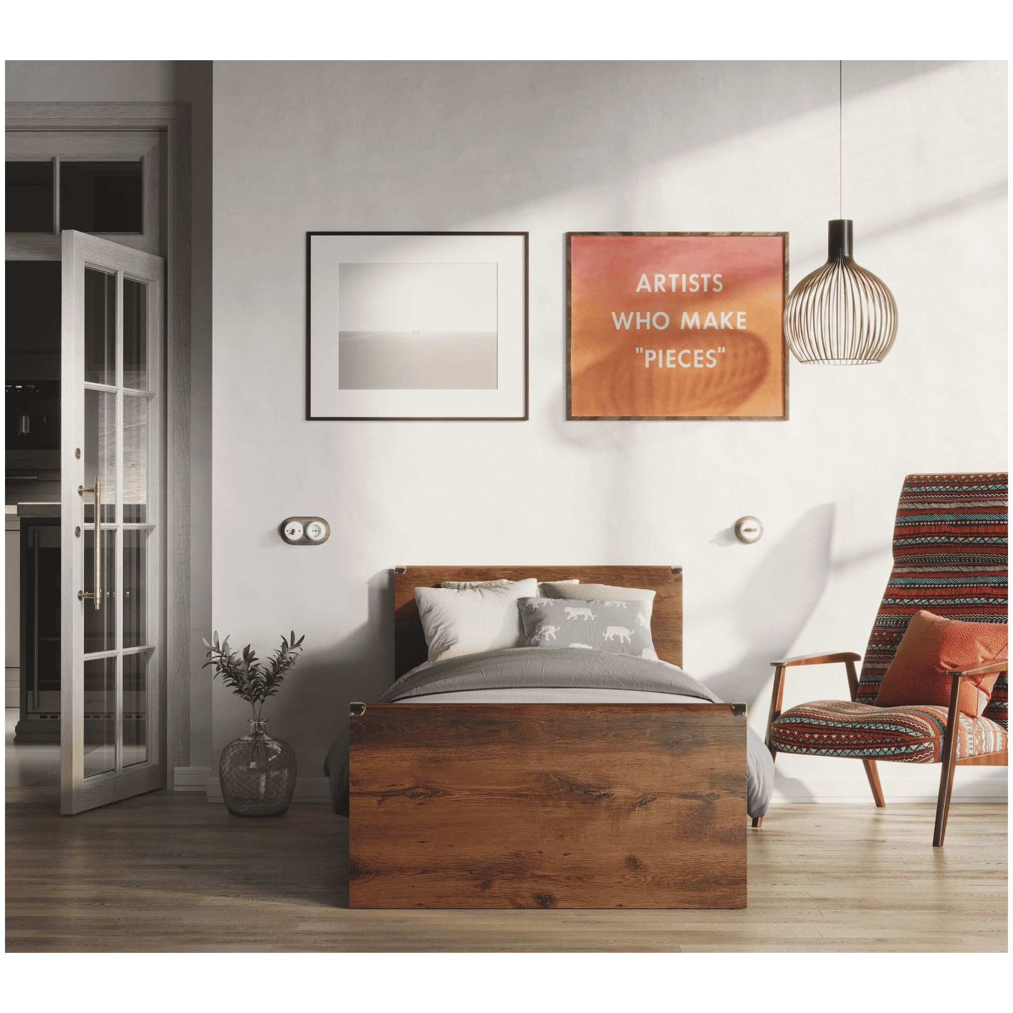 Картинка Индиана кровать JLOZ 90 (Дуб саттер) интернет-магазин мебели FreeTime