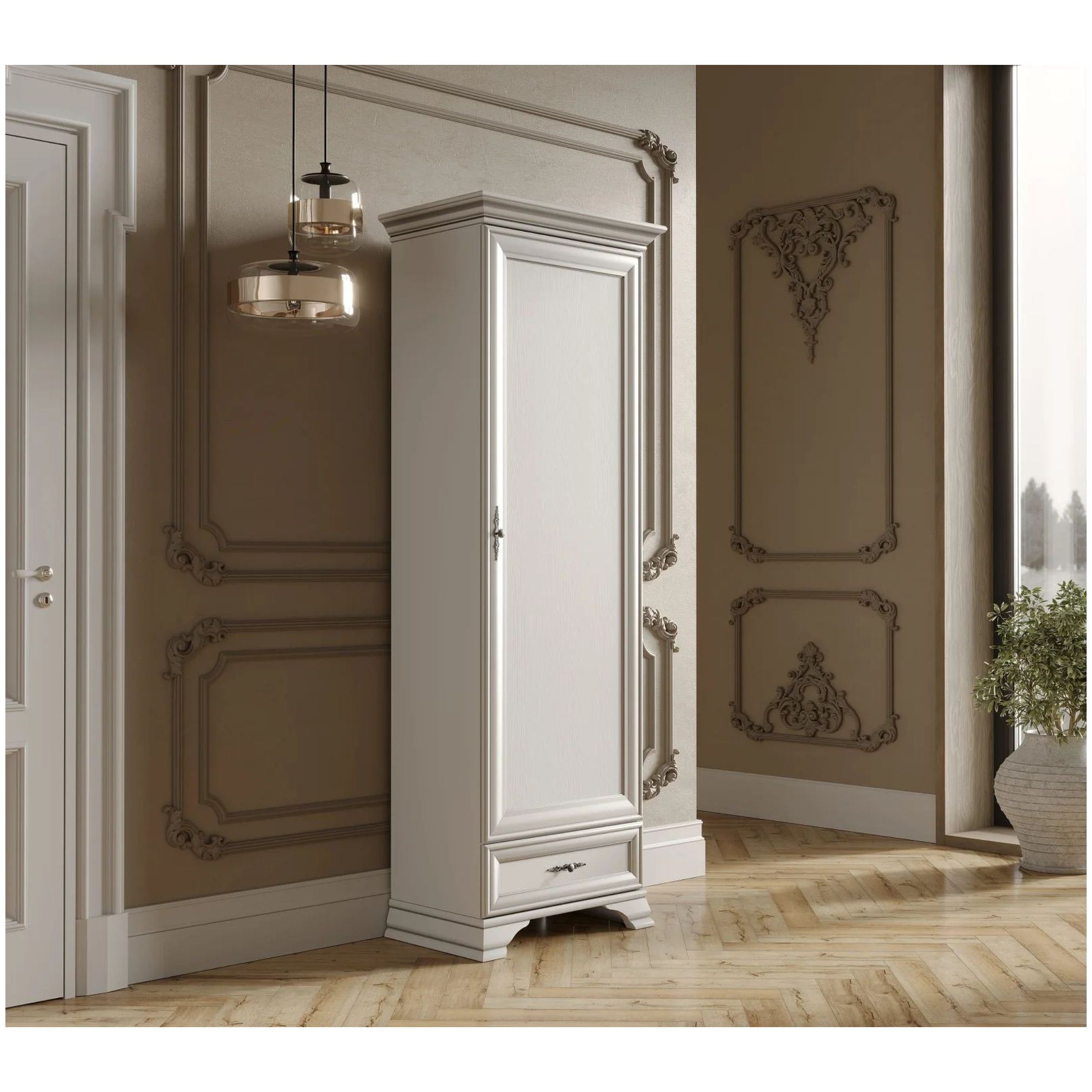 Картинка Кентаки шкаф-пенал REG1D1S (Белый) интернет-магазин мебели FreeTime