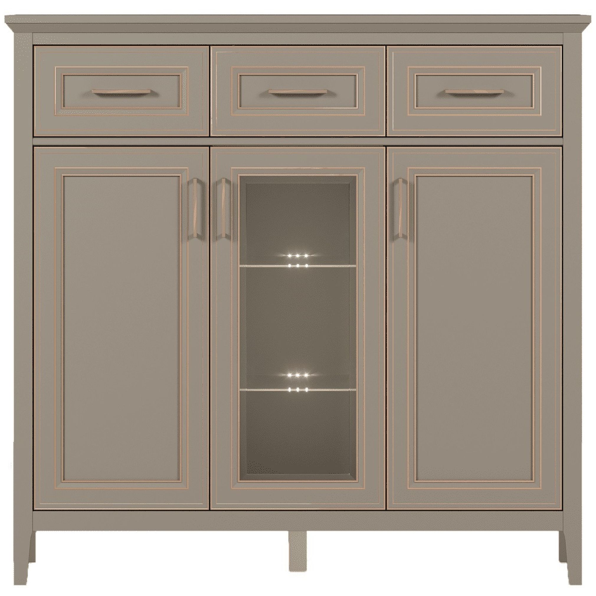 Картинка Классик тумба с витриной KOM1W2D3S с подсветкой интернет-магазин мебели FreeTime