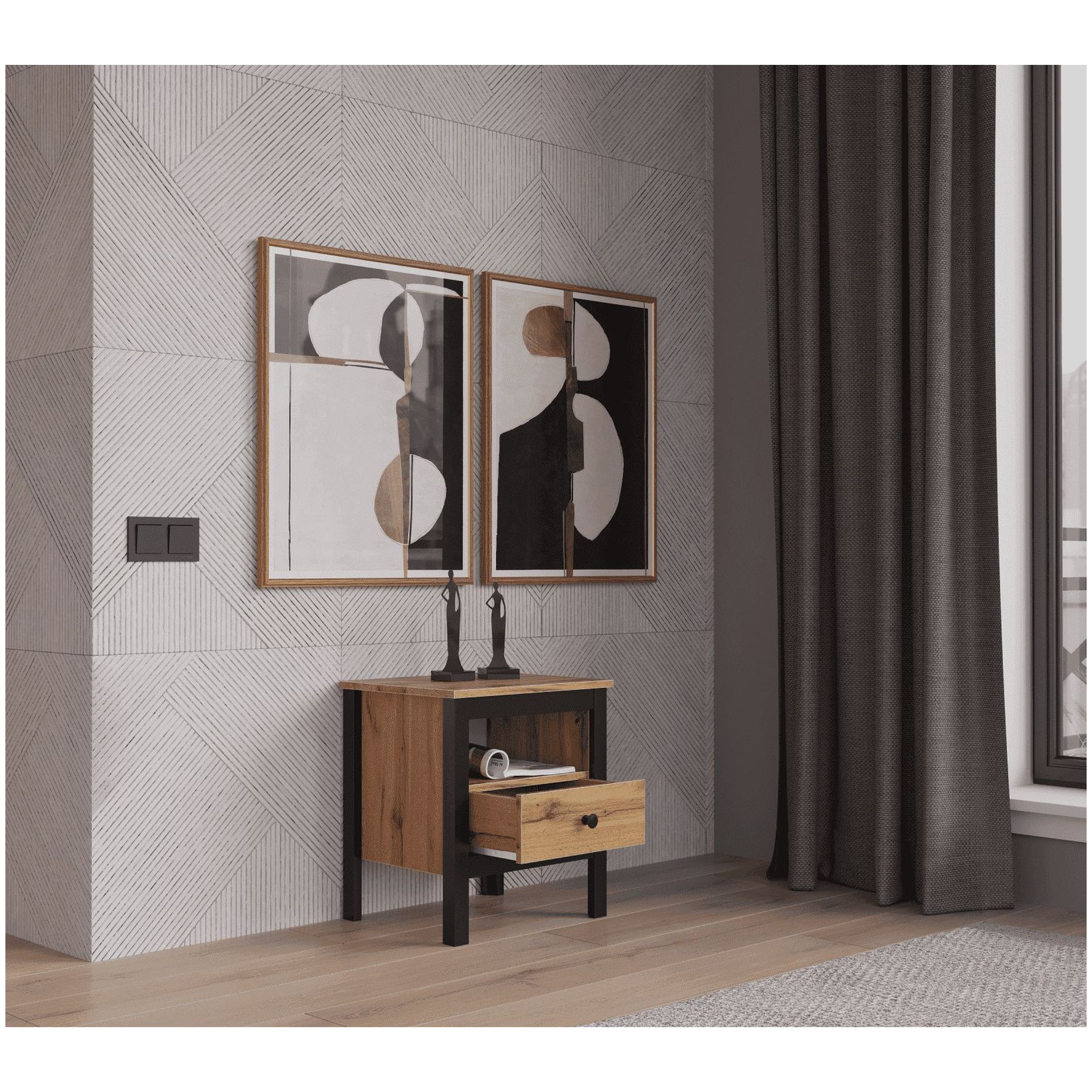 Картинка Лофт тумба прикроватная KOM1S интернет-магазин мебели FreeTime