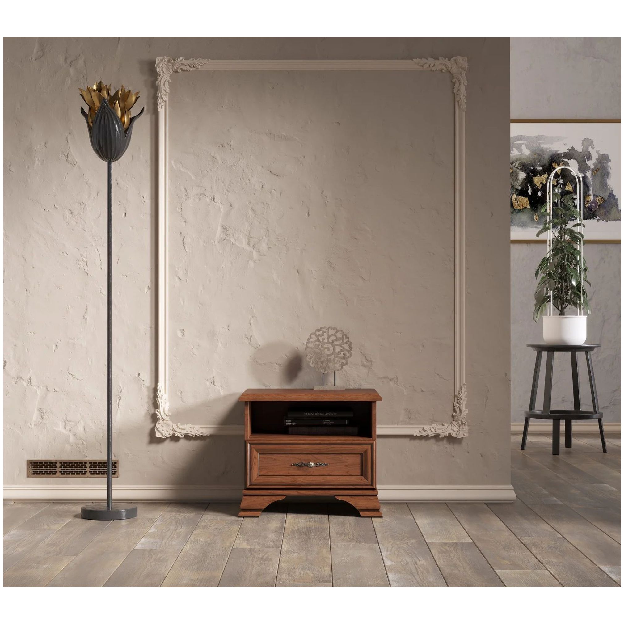 Картинка Кентаки тумба прикроватная KOM1S (Каштан) интернет-магазин мебели FreeTime