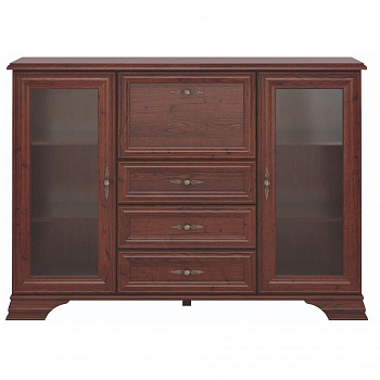 Картинка Кентаки тумба с витриной KOM2W3S1B (Каштан) интернет-магазин мебели FreeTime