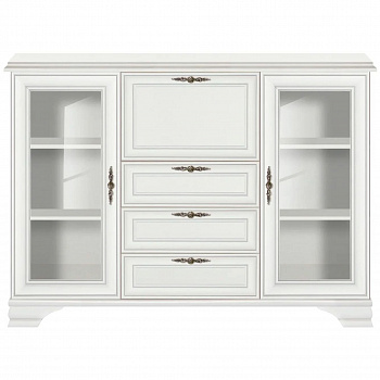 Картинка Кентаки тумба с витриной S320-KOM2W3S1B (Белый) интернет-магазин мебели FreeTime